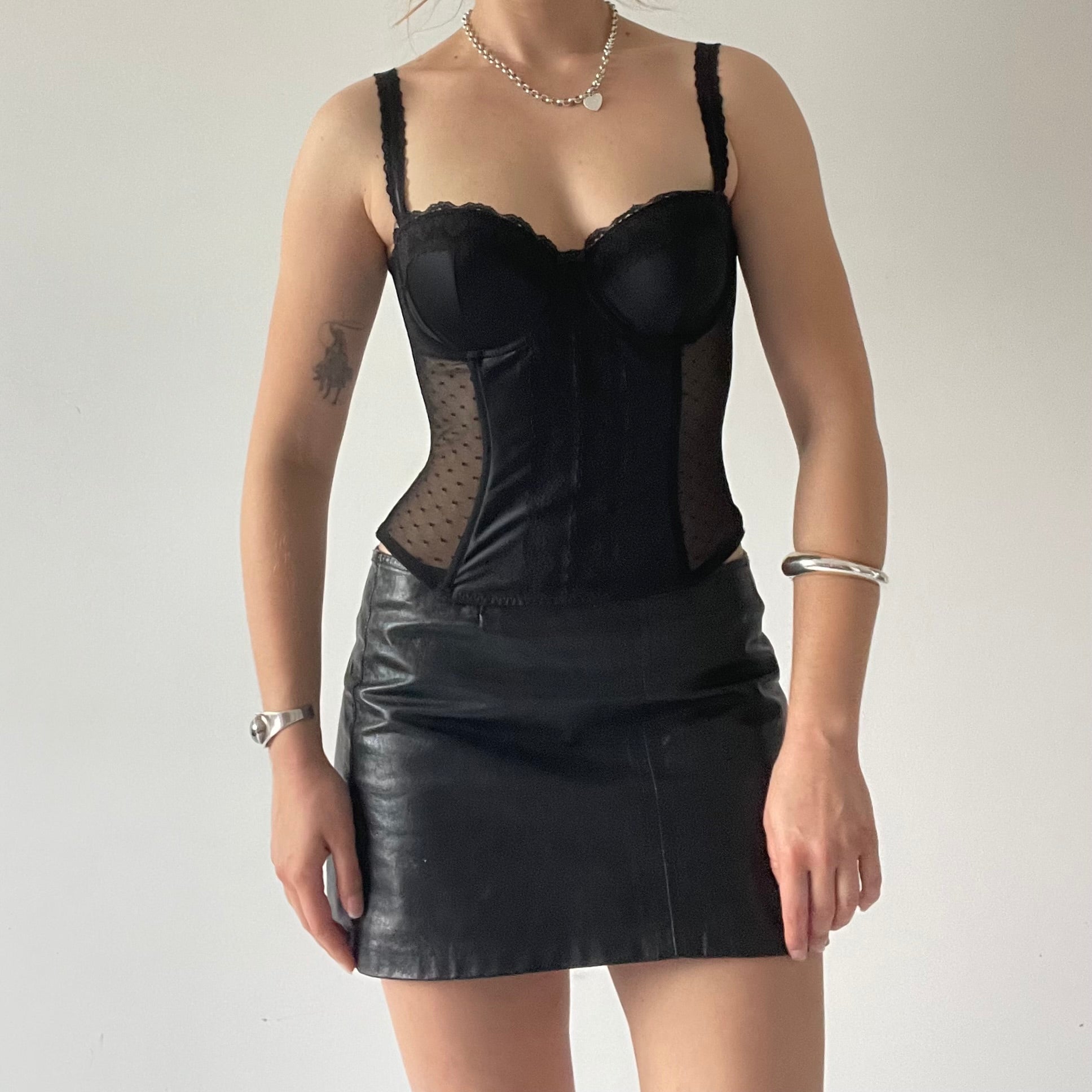 Polka Dot Mesh Corset Top | 36B