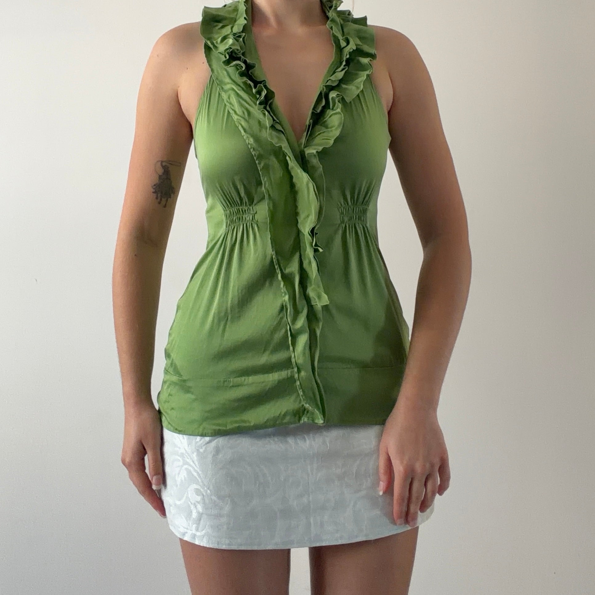 Silk Ruffle Halter Top | 6-8