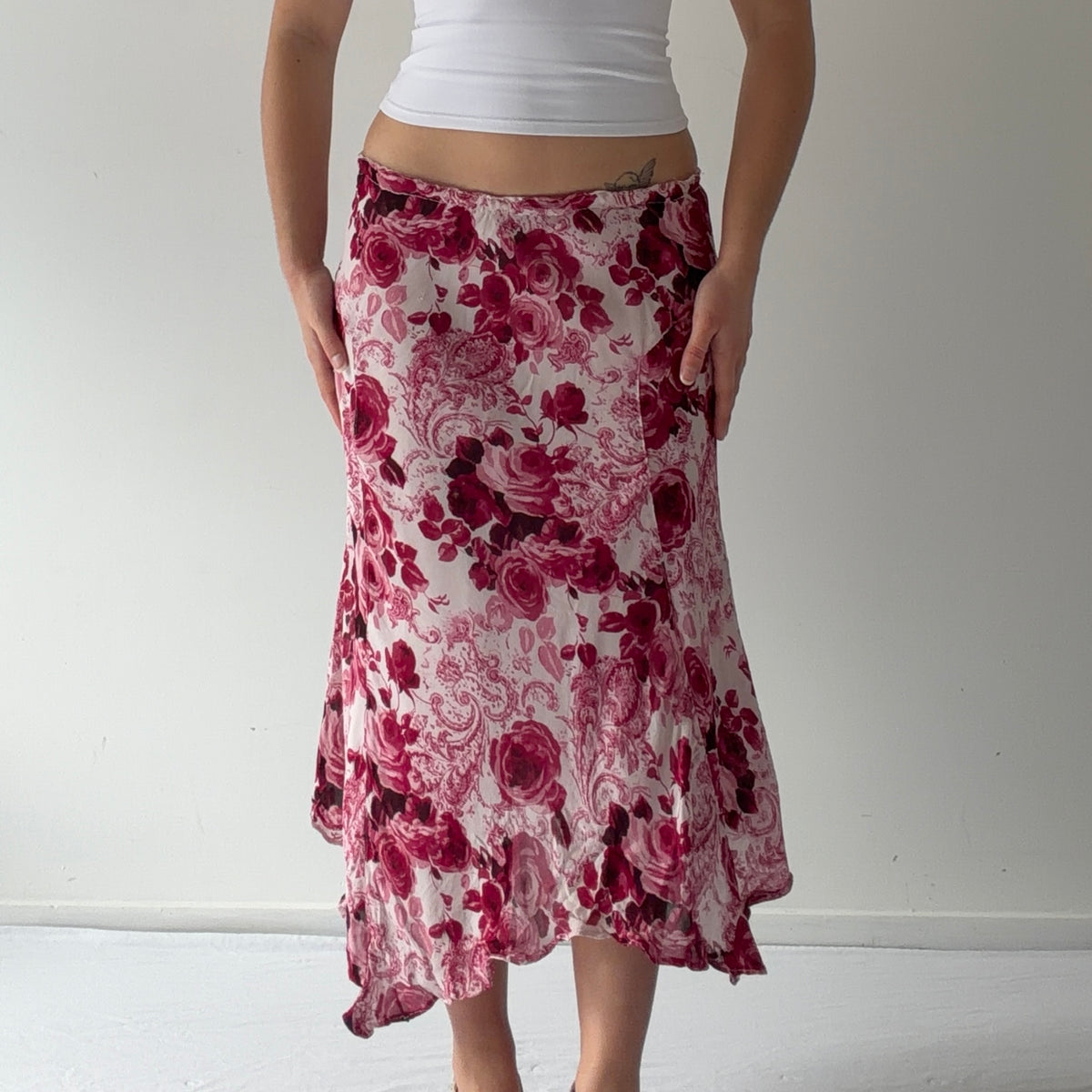 Rose Asymmetric Midi Skirt | 10-12