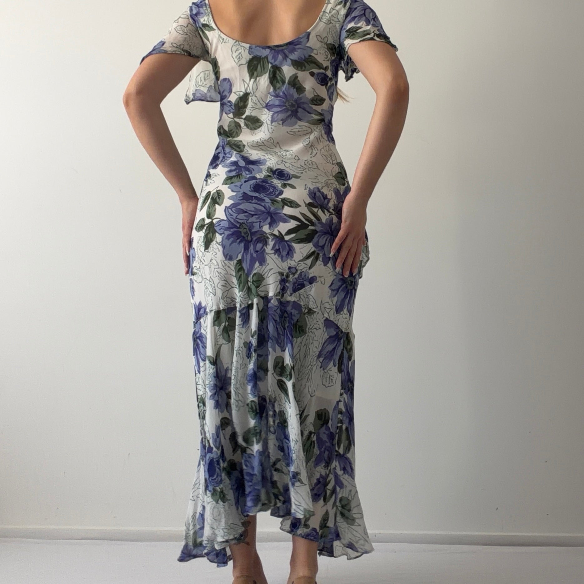 Eva Blue Beaded Asymmetric Dress | 12-14