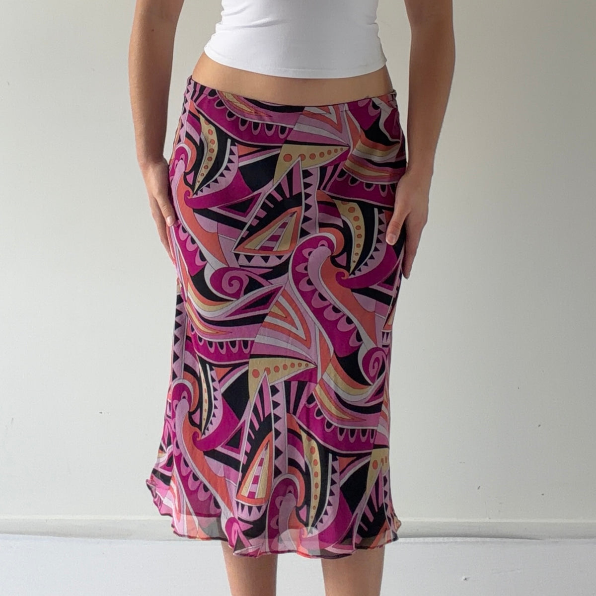 Allison Taylor Silk Midi Skirt | 10-12