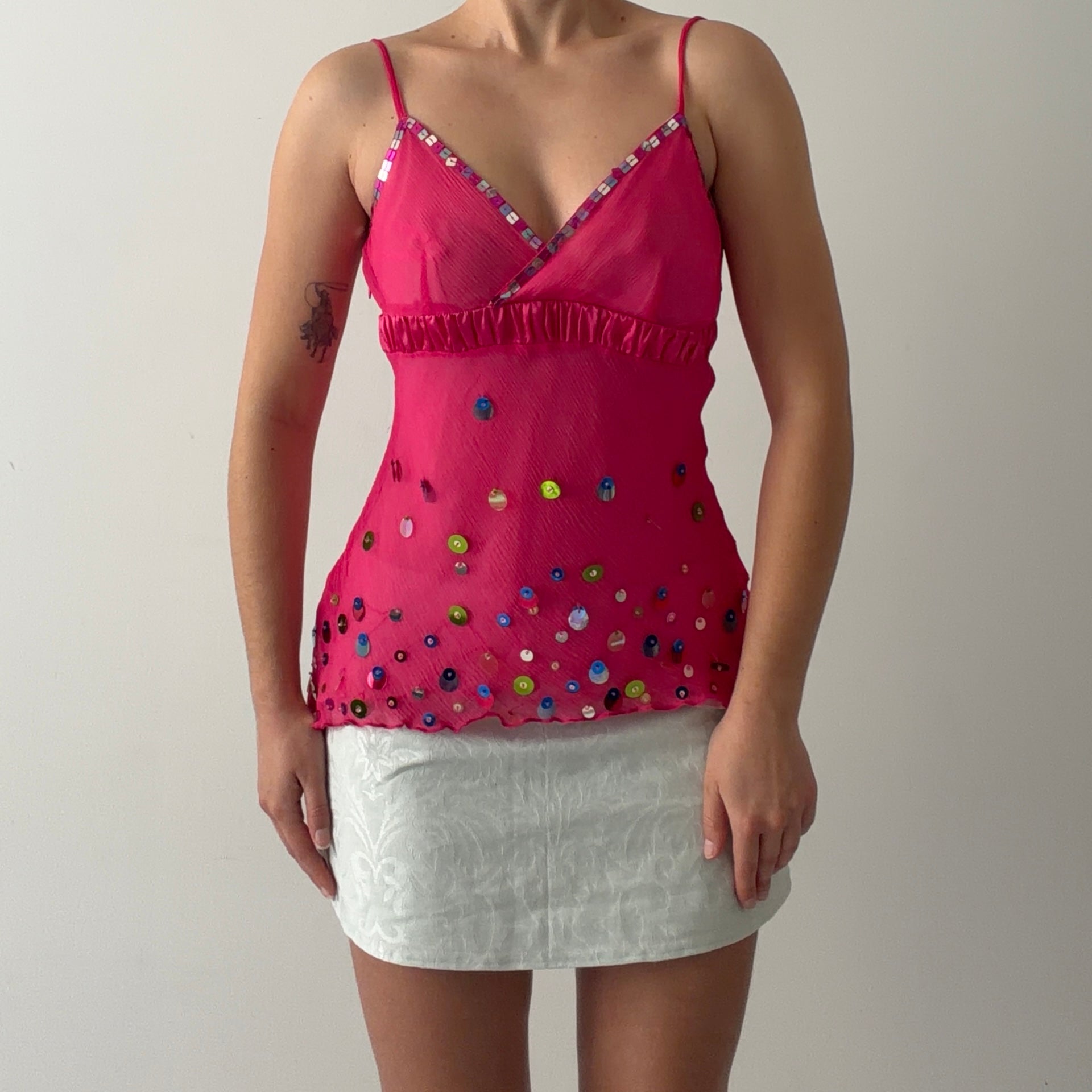 Jlo Silk Sequined Top | S
