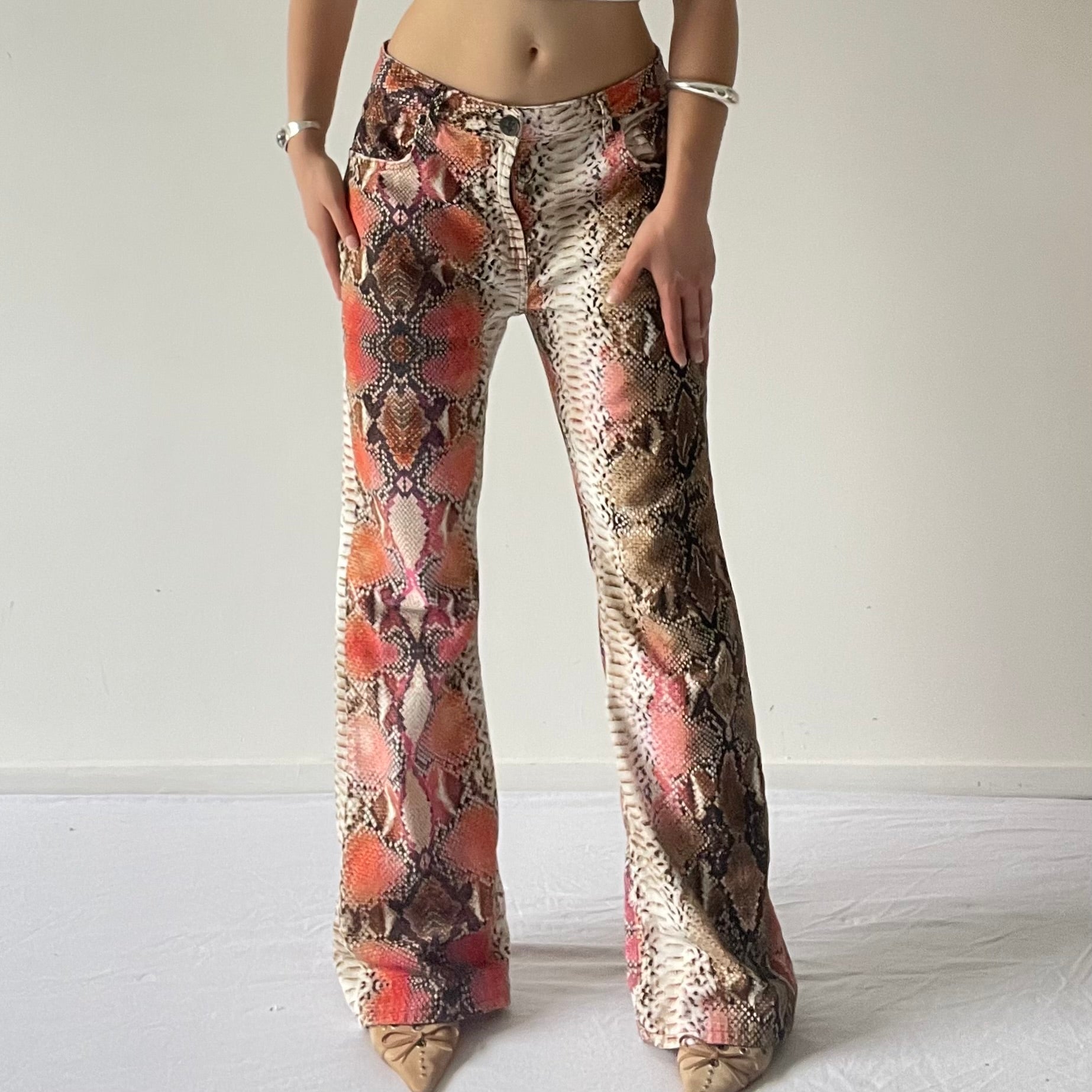 One Teaspoon Snake print Flare Pants | 10-12