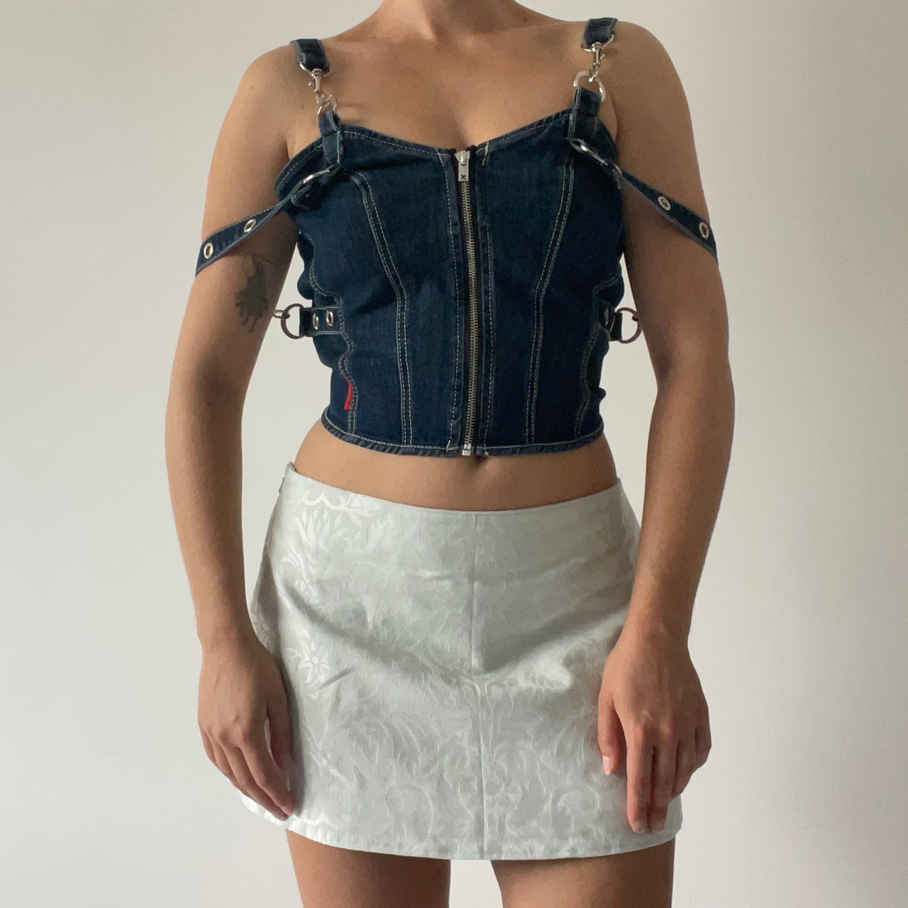 Tripp NYC Denim Buckle Corset | M