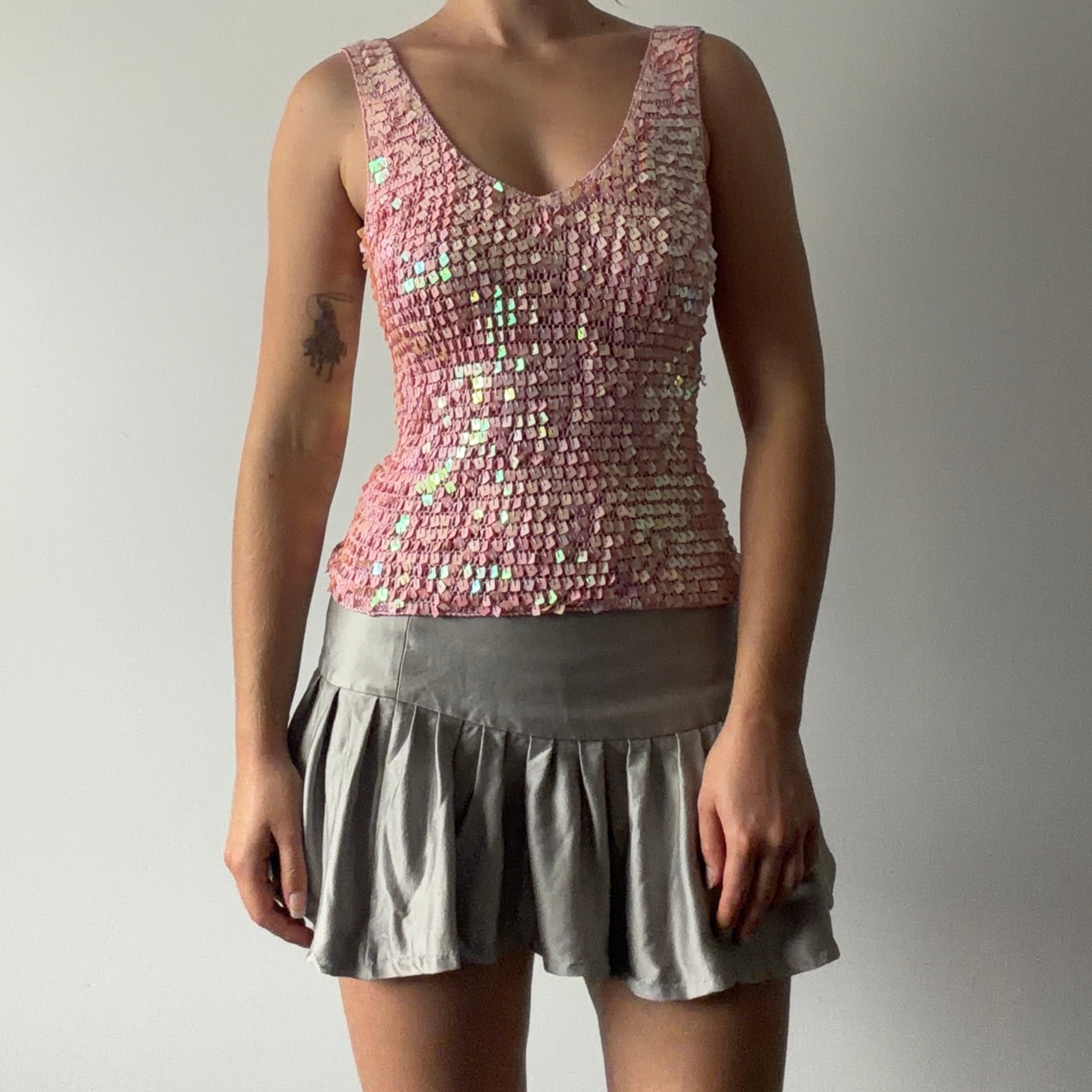 New Look Crochet Sequin Top | S