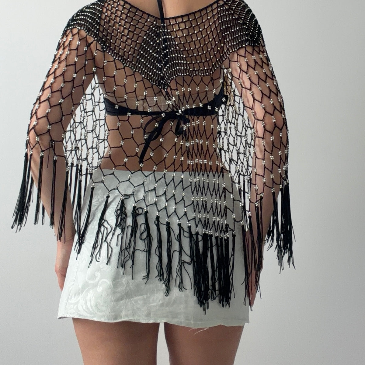 Beaded Crochet Poncho | OS