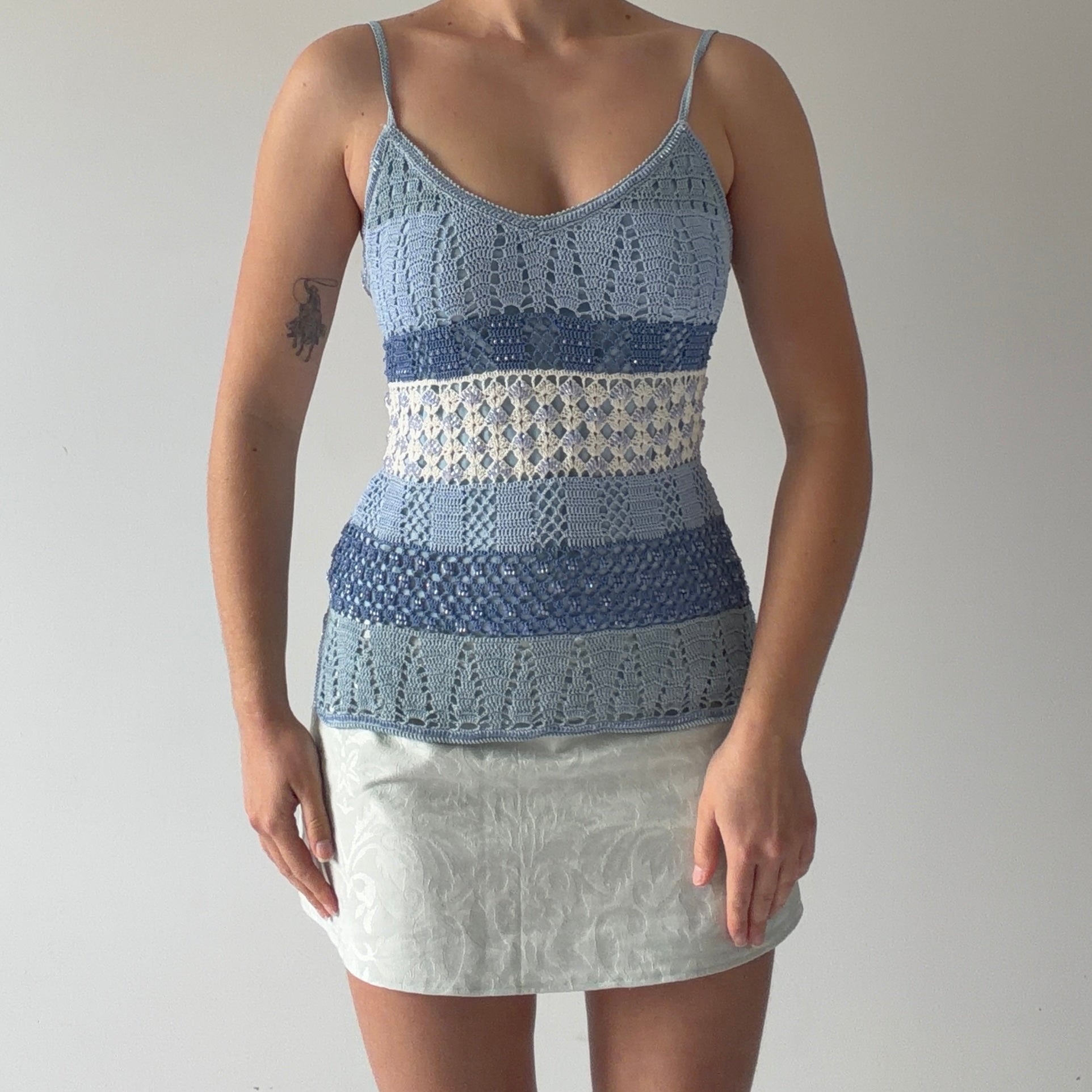 Redondo Crochet Beaded Top | M