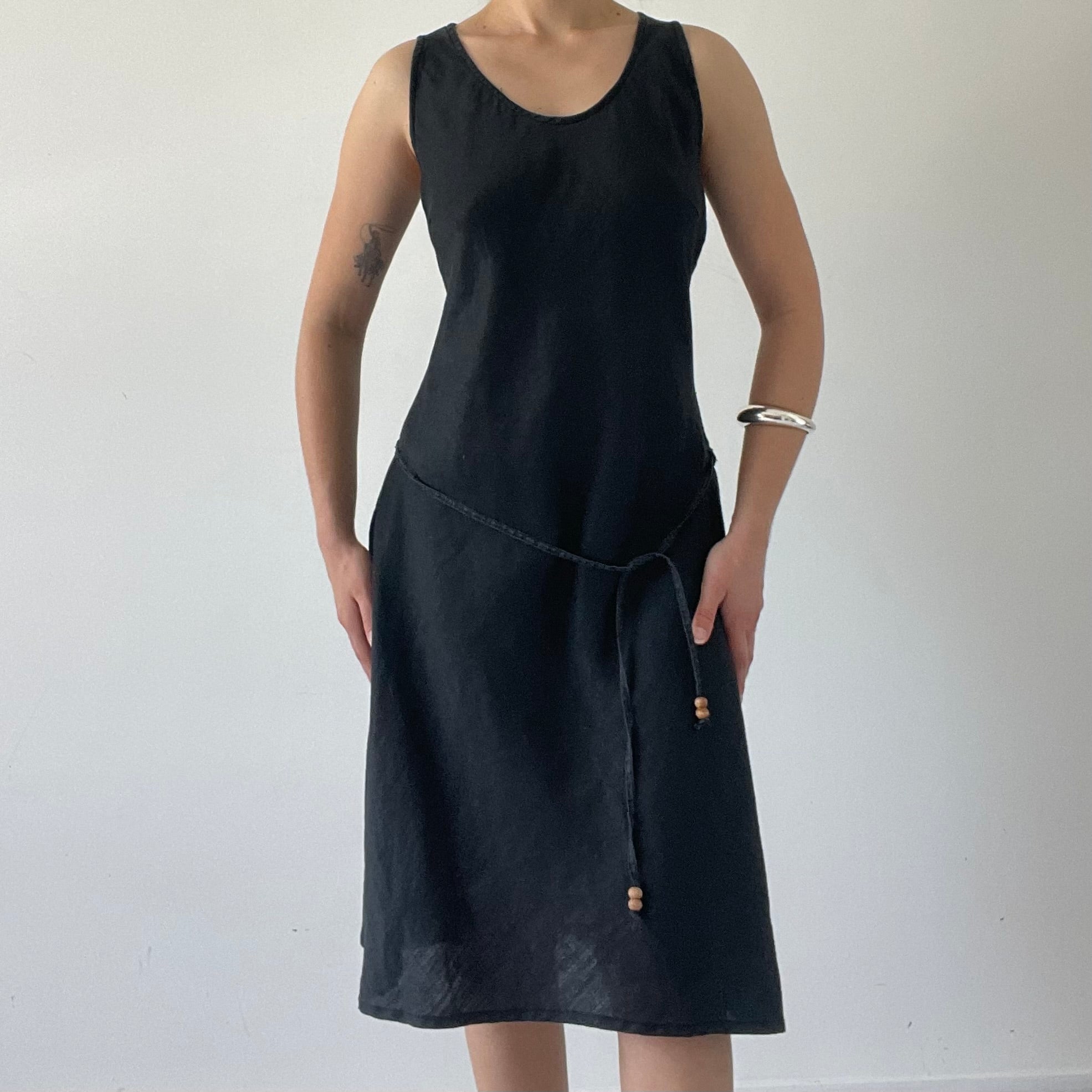 00s Zara Linen Midi Dress | 10-12
