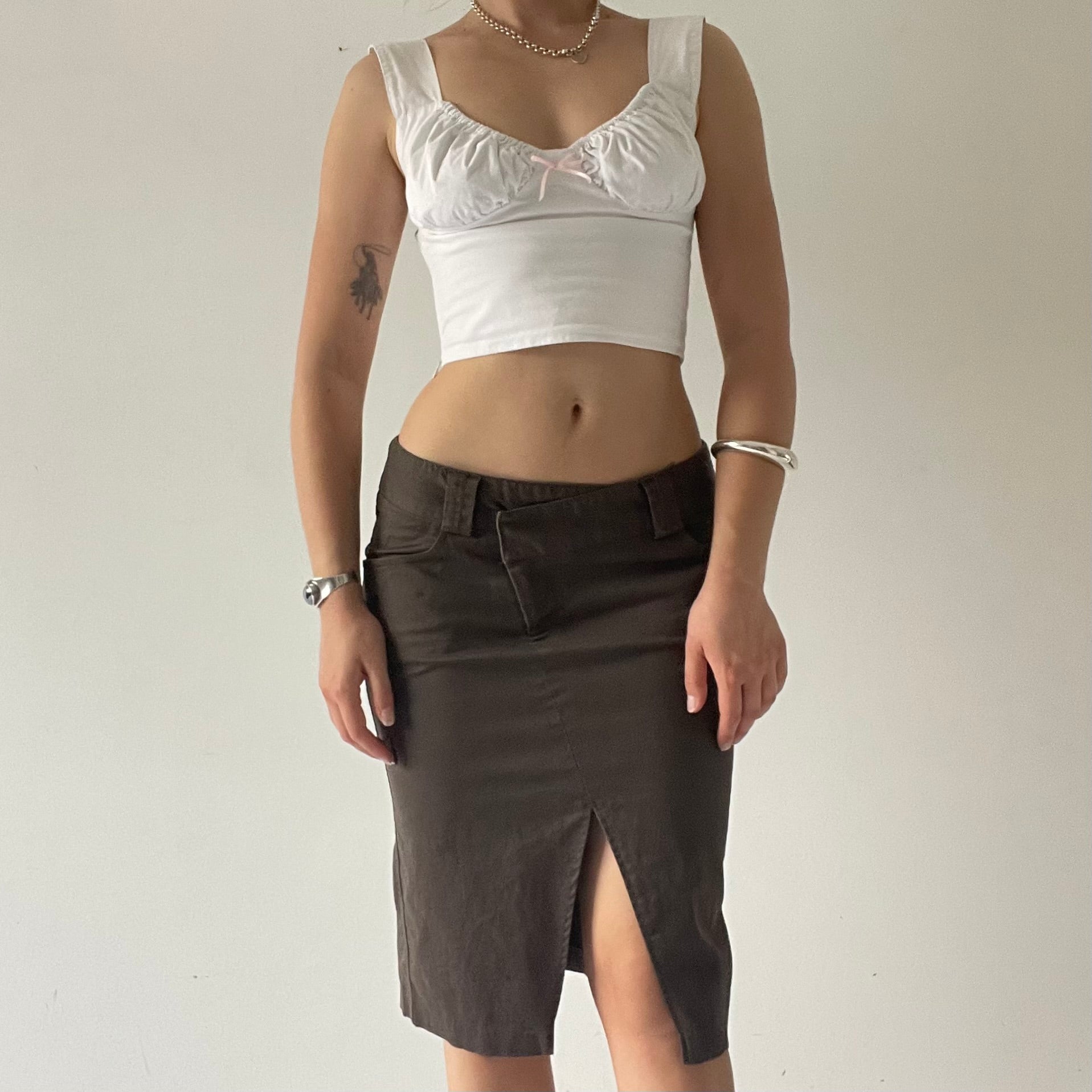 Low Rise Asymmetric Denim Skirt | 6-8