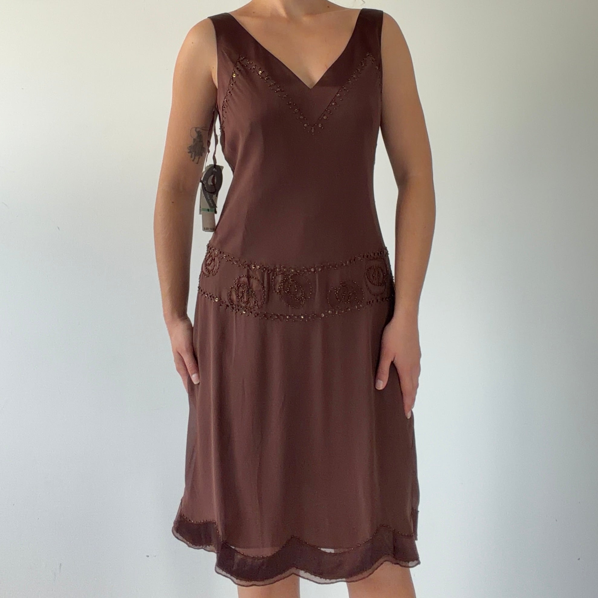 Nine West Silk Beaded Midi | M