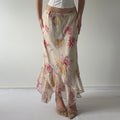 Floral Glitter Midi Skirt | L