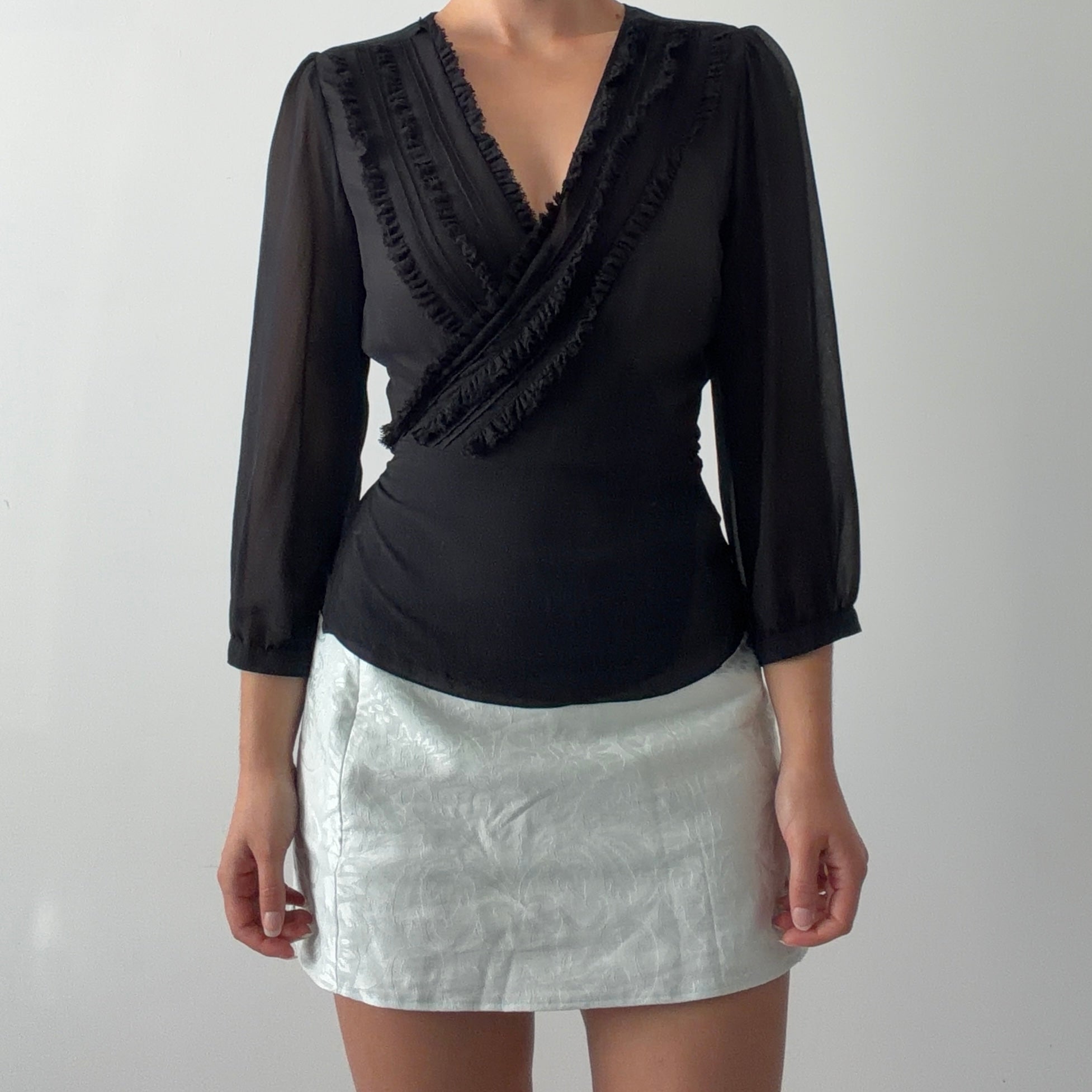 BCBG Silk Wrap Top | S