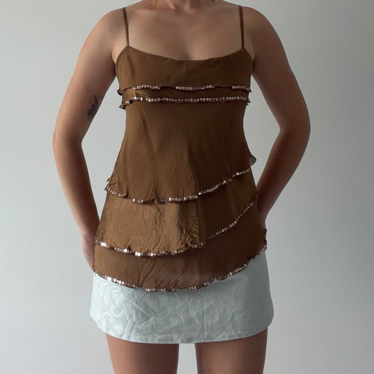 Bebe Silk Ruffle Top | M