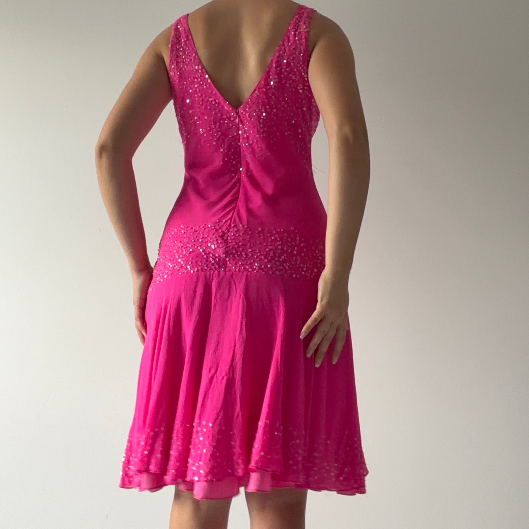 Silk Sequin Midi Dress | 8-10