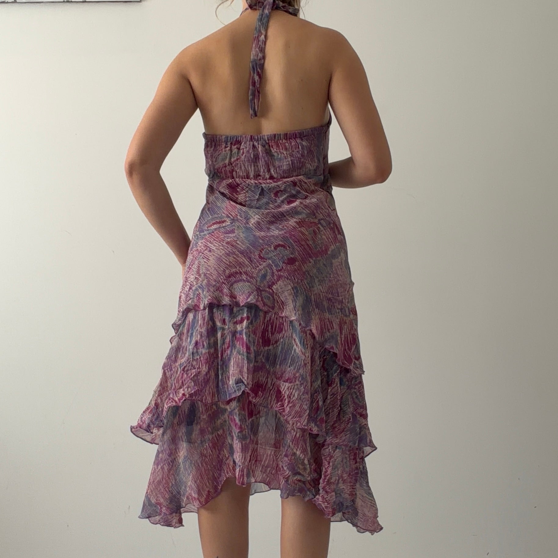 Sangra Silk Ruffle Dress | M