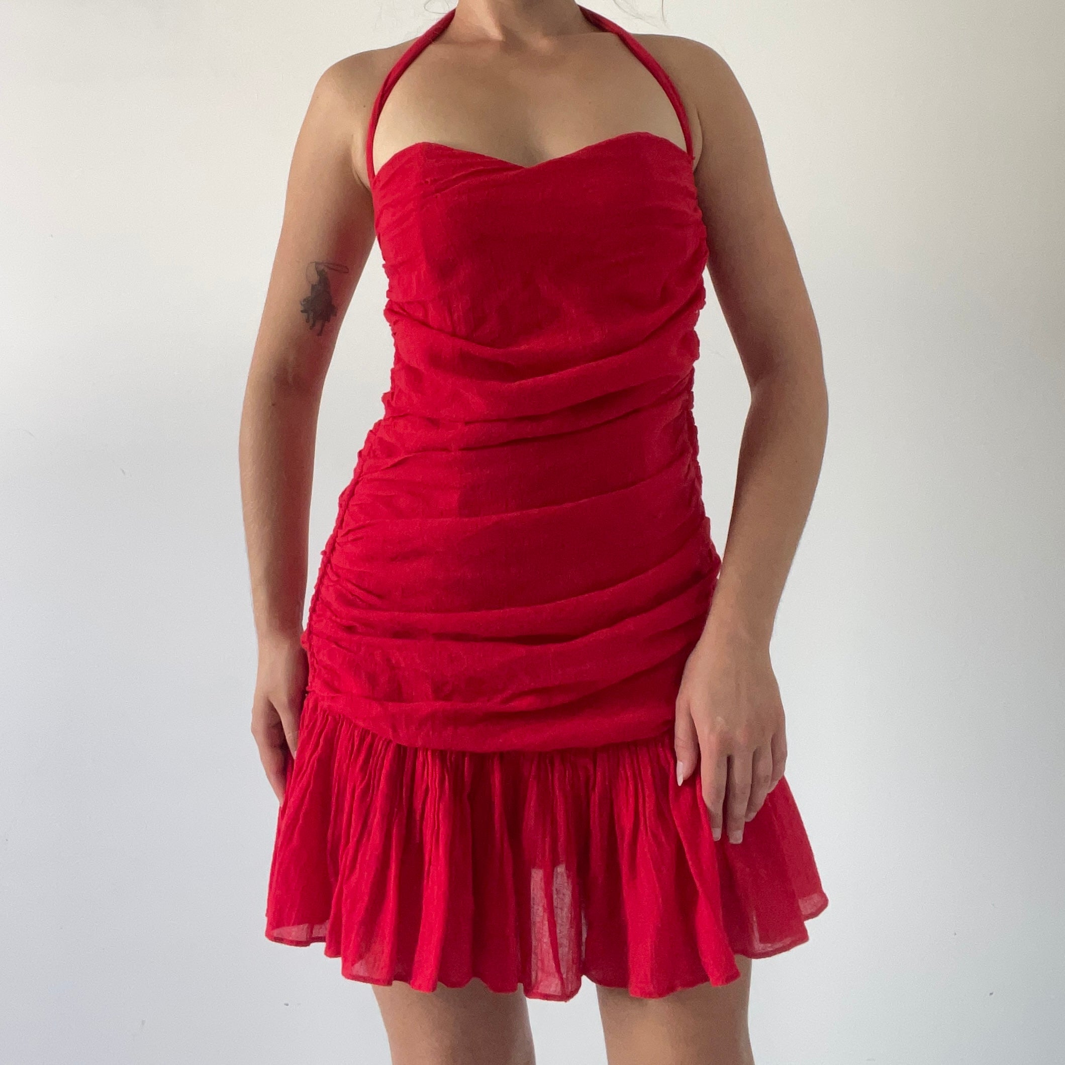 90s Ruched Mini Dress | 10-12