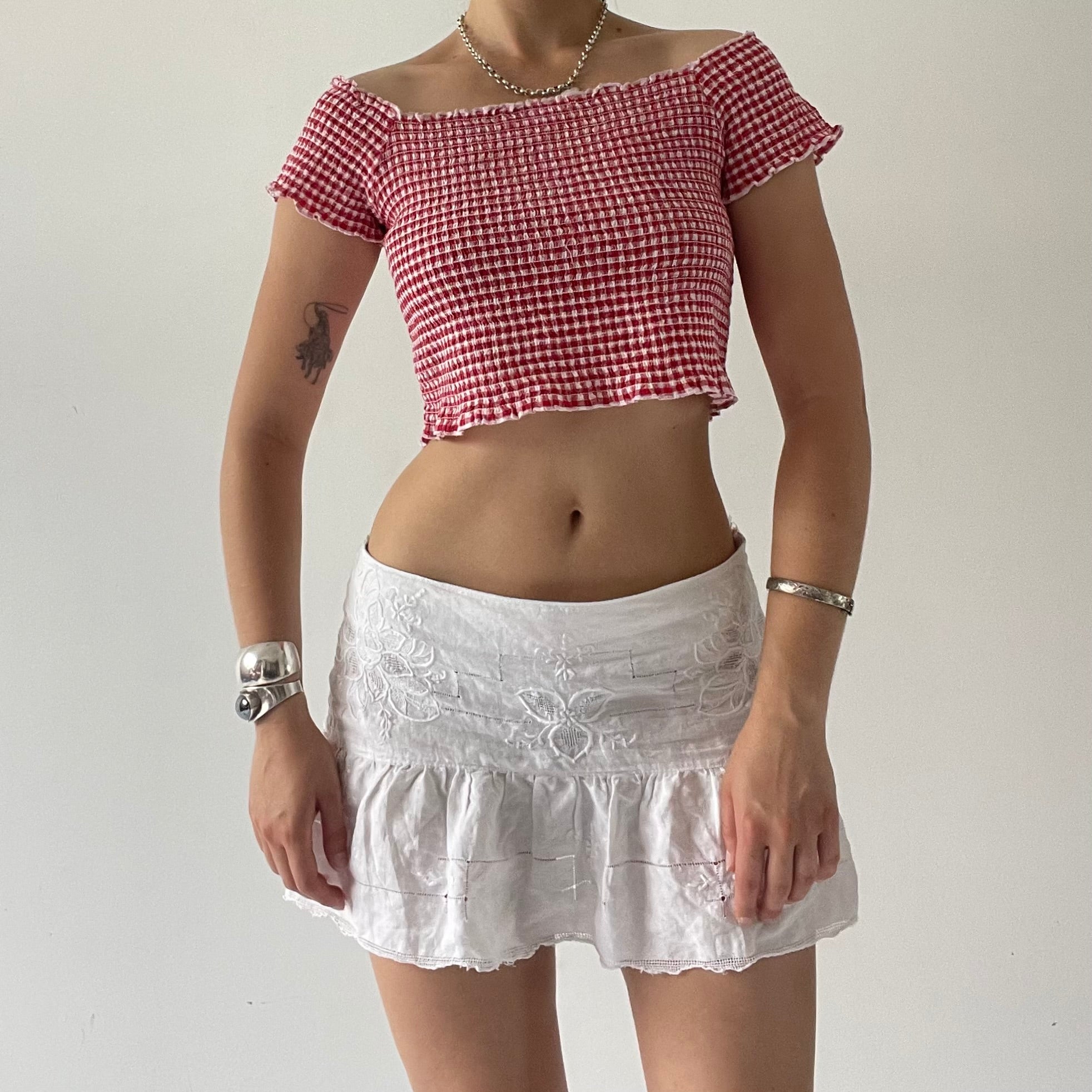 Max Gingham Ruched Top | 6-8