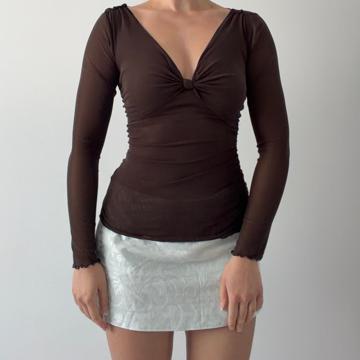 Max Studio Mesh Long Sleeve Top | S-M