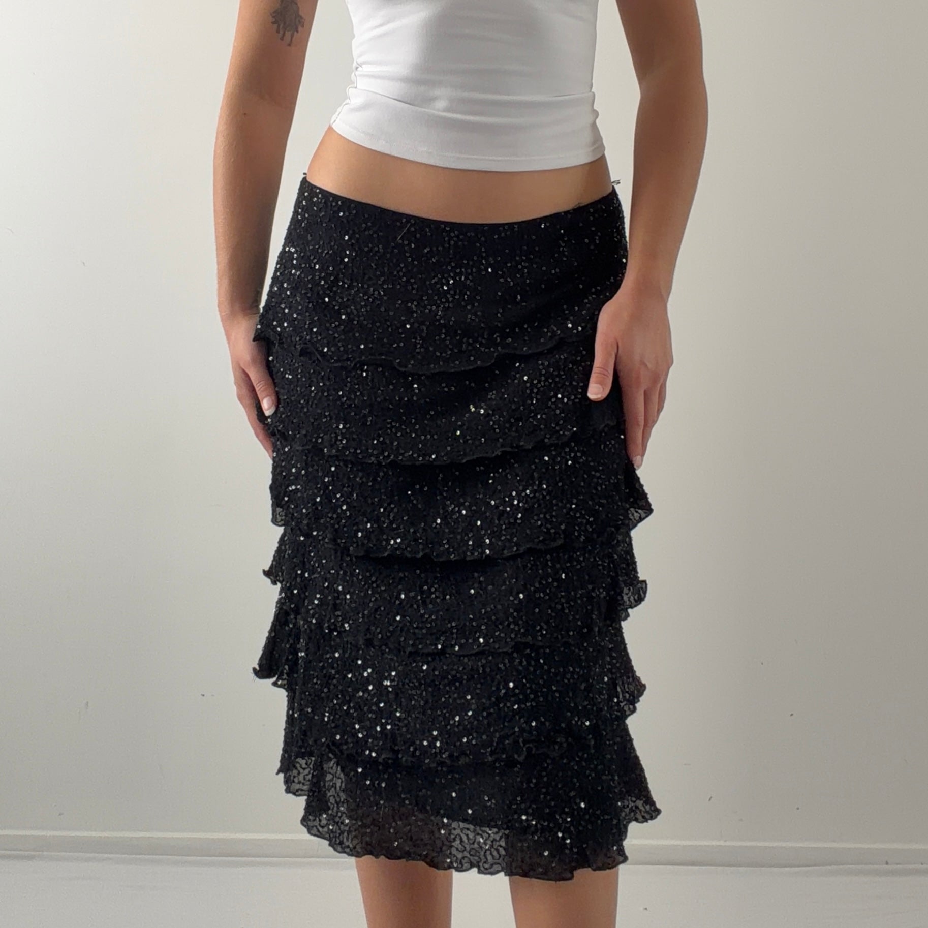 JFW Sequinned Tiered Midi Skirt | 8-12
