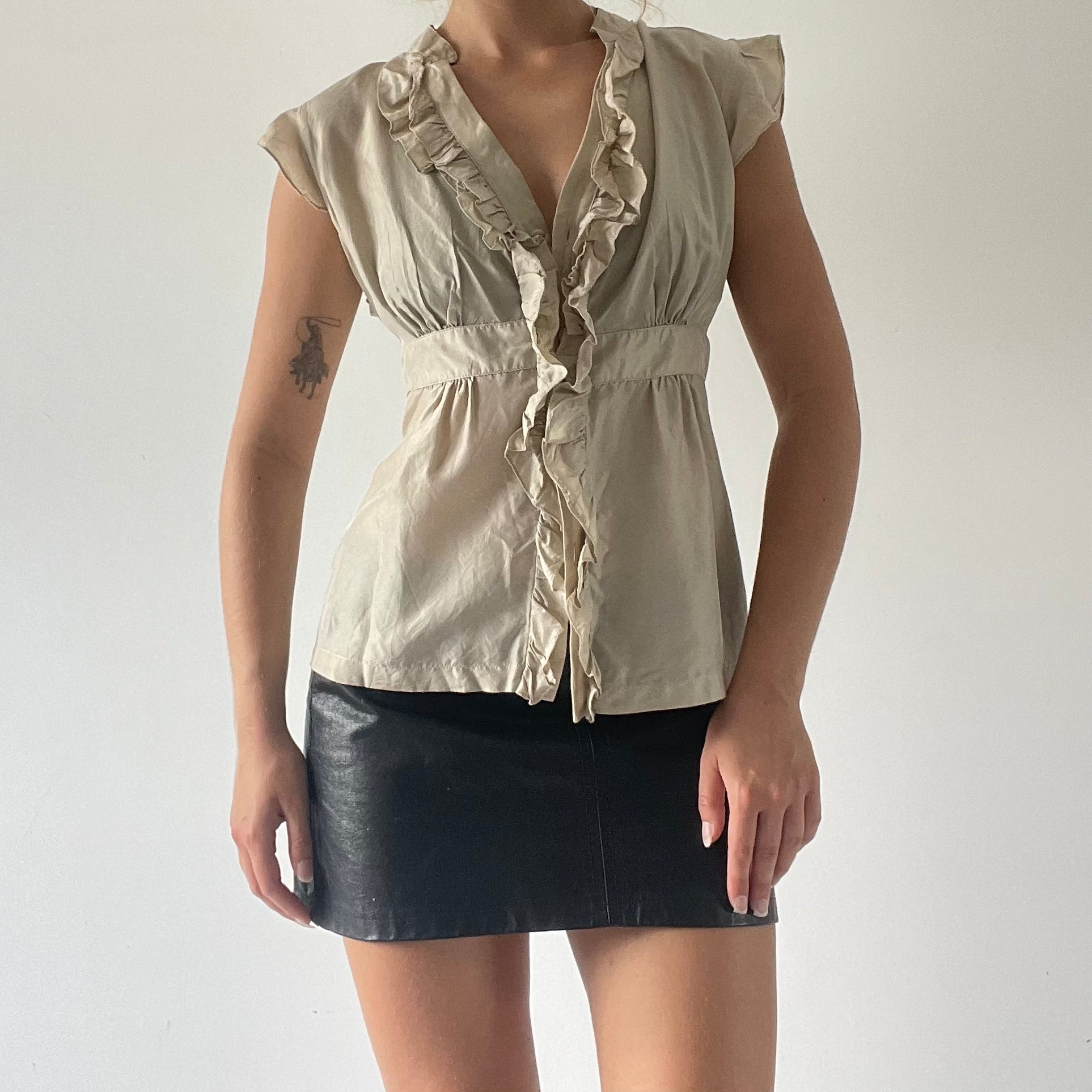 Silk Ruffle Button Up | 10-12