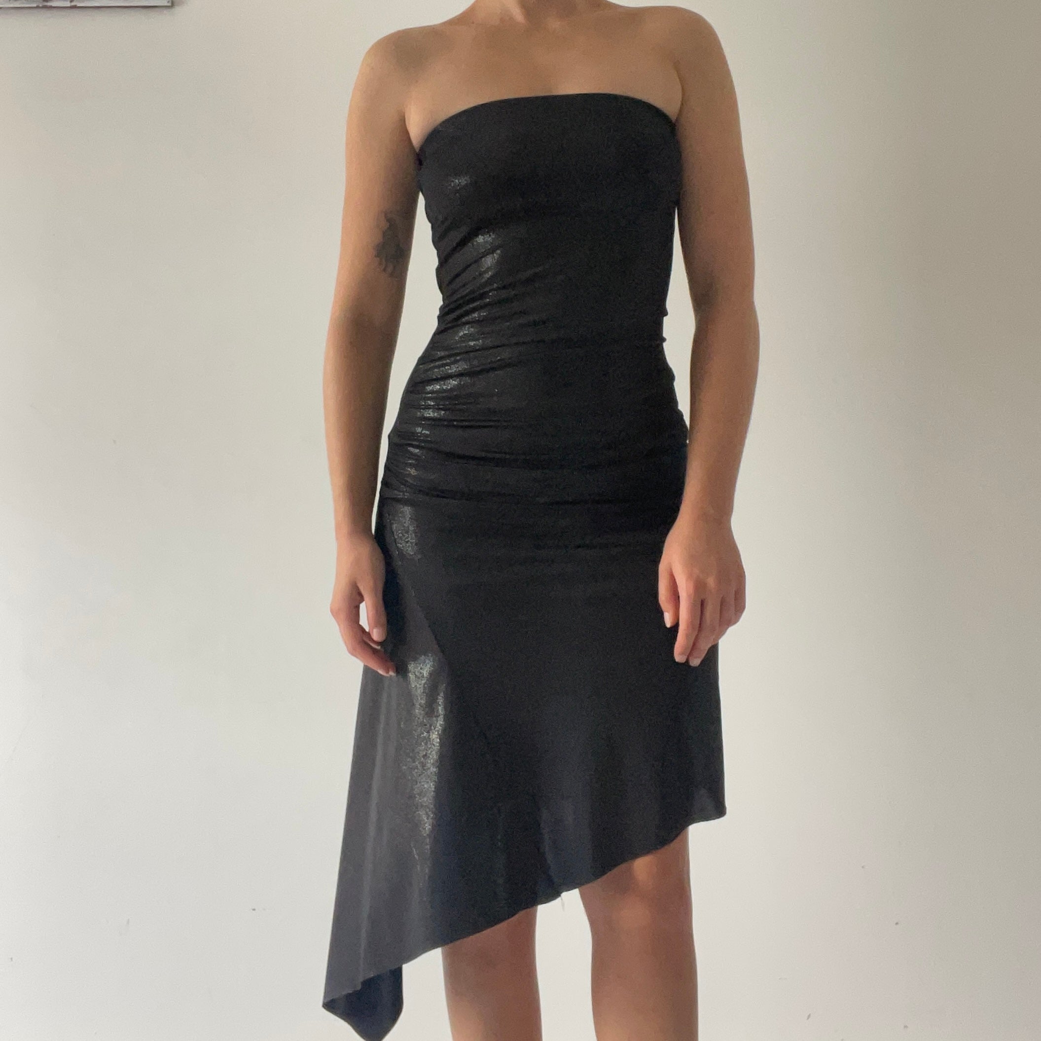 Strapless Asymmetric Midi Dress | 6-8