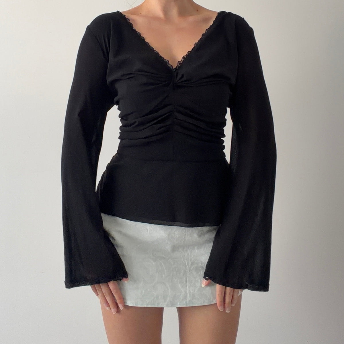Ice Bell Sleeve Mesh Top | L