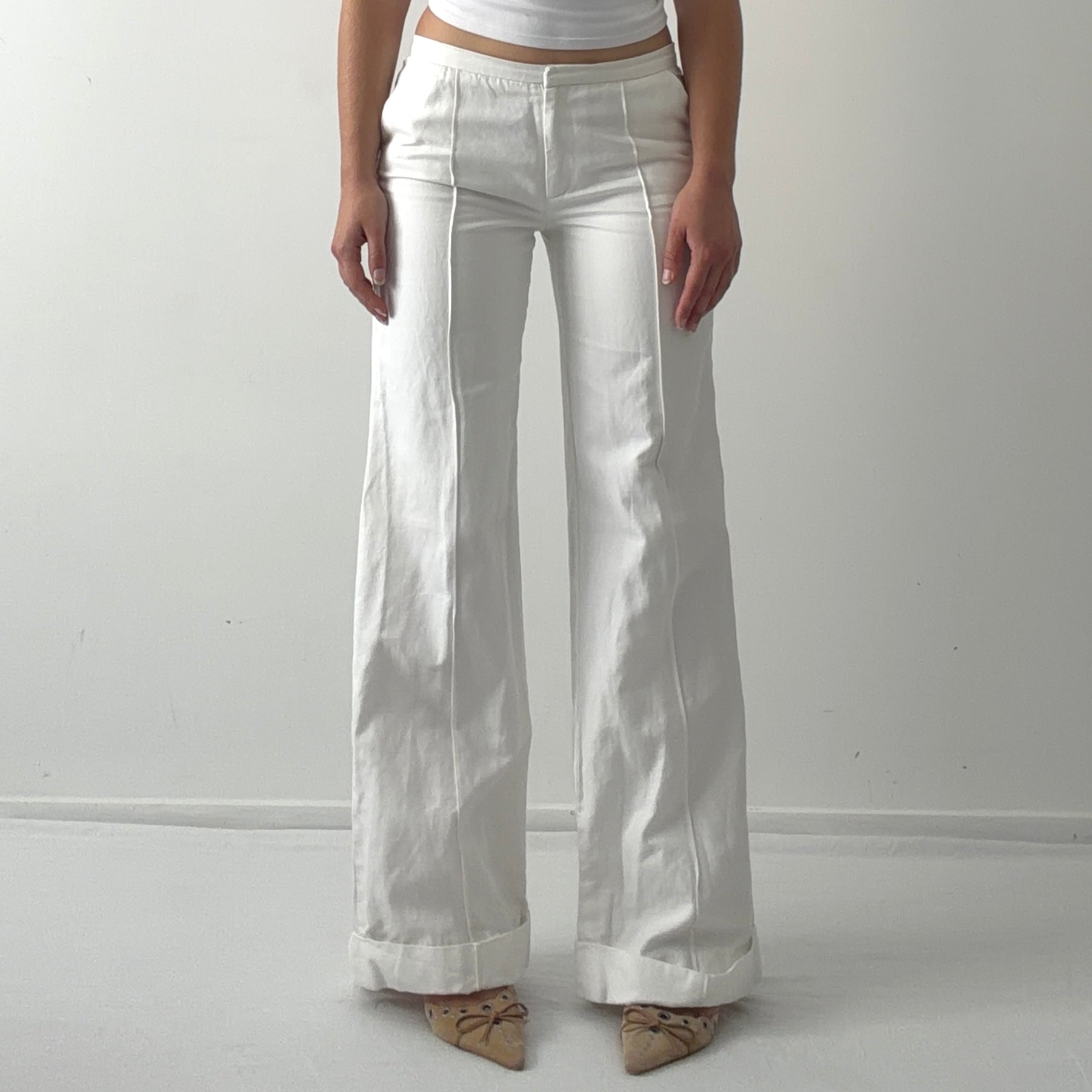 Reiss Linen/Cotton Wide Leg Pants | 8-10