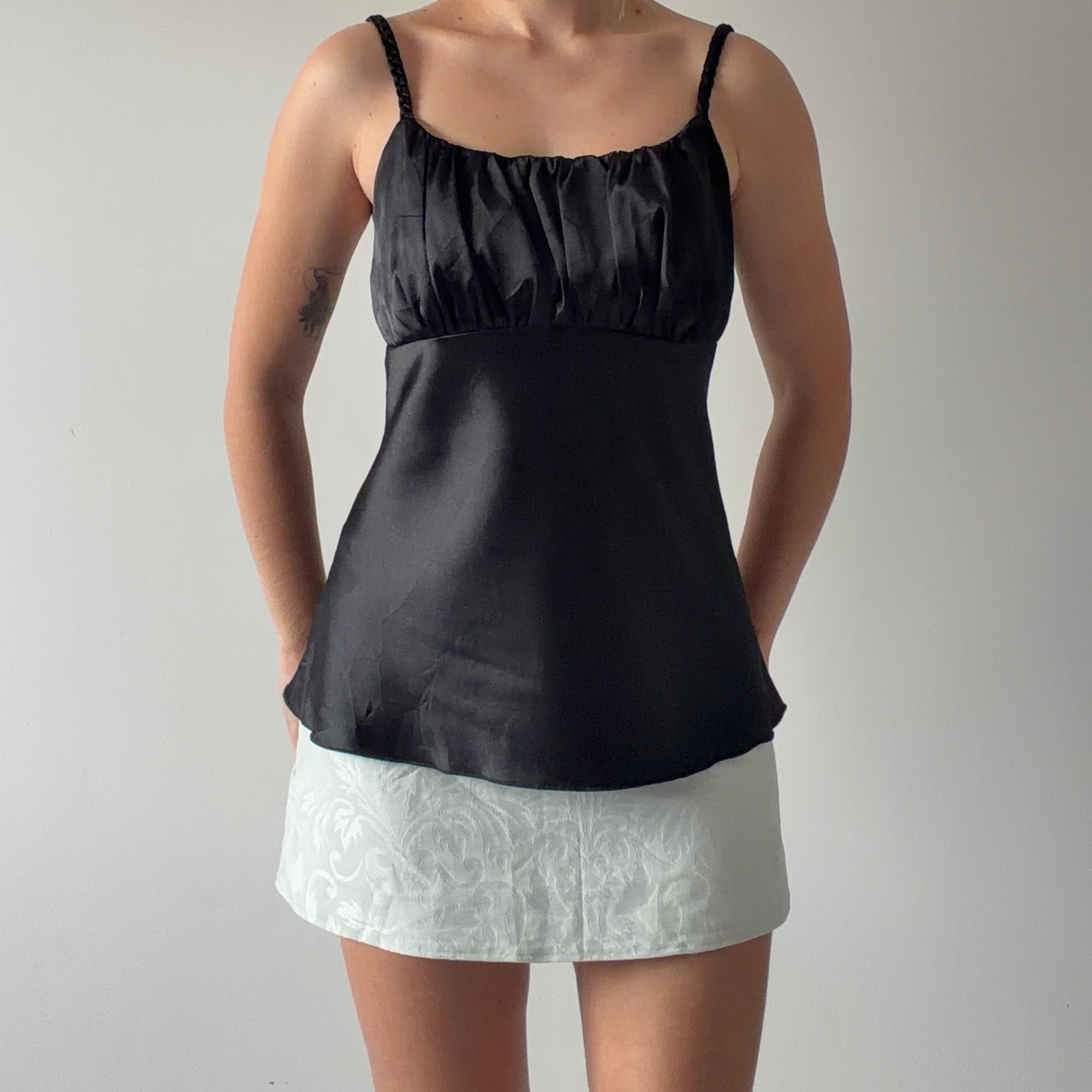 A Byer Satin Babydoll Cami Top | L