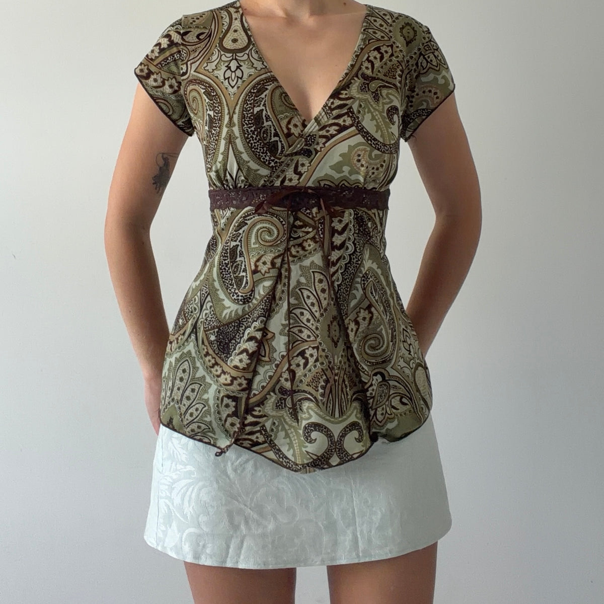 Agenda Paisley Babydoll Top | M