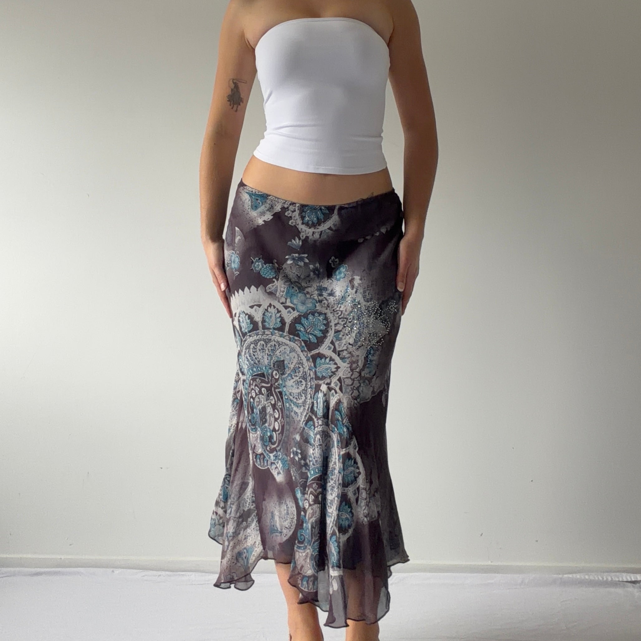 Marta Palmieri Silk Beaded Skirt | Made in Italy | S