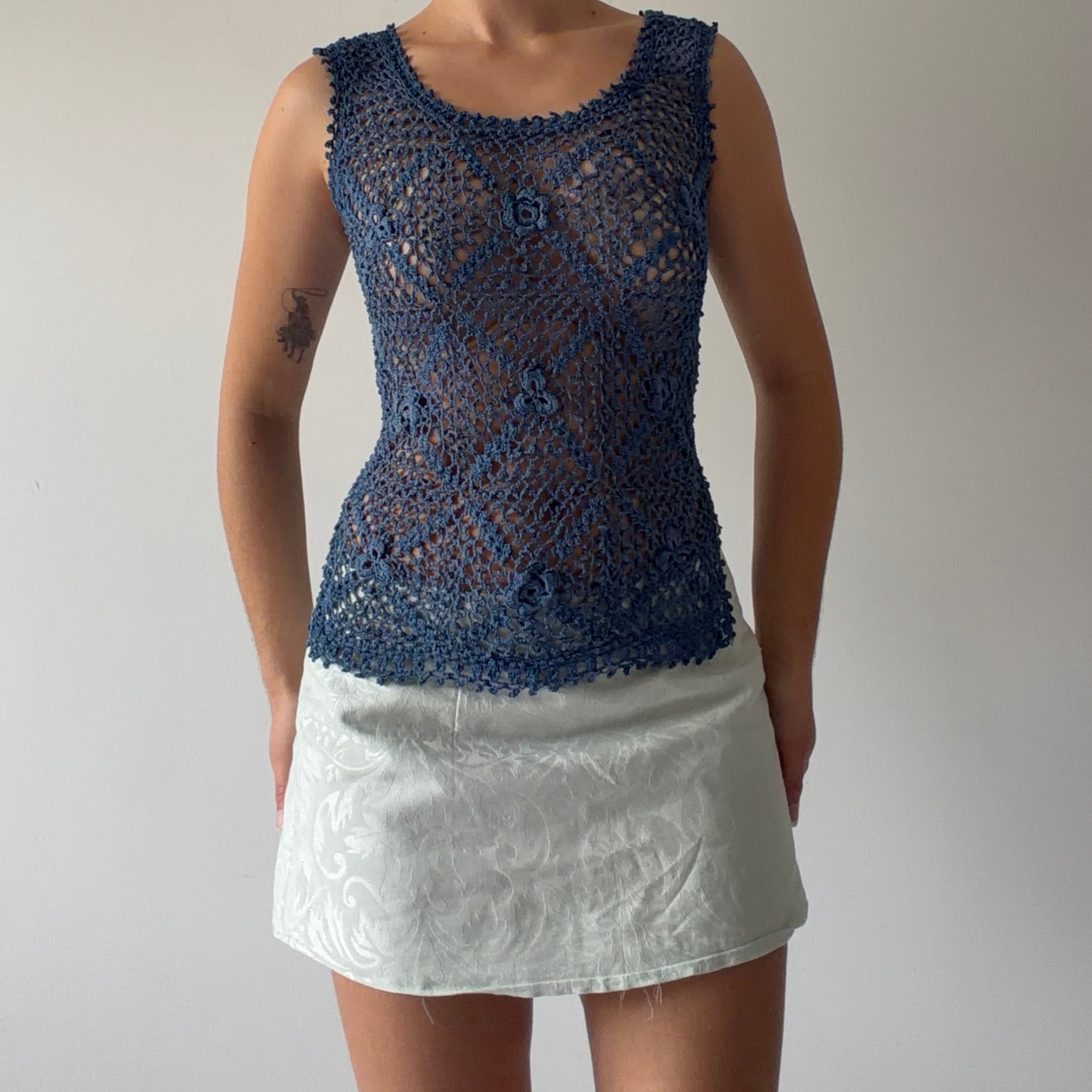00s Blue Crochet Cami | 8-10