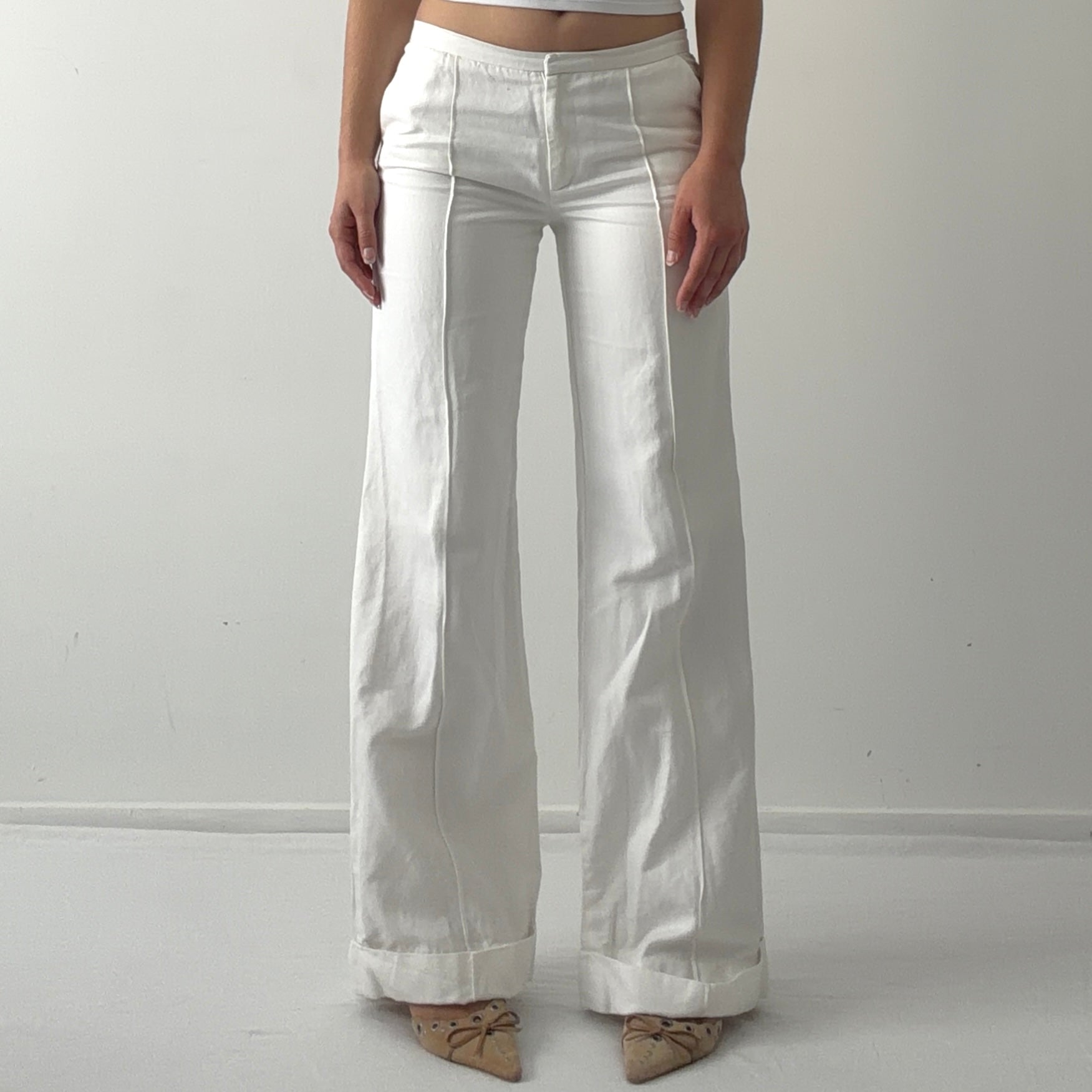 Reiss Linen/Cotton Wide Leg Pants | 8-10
