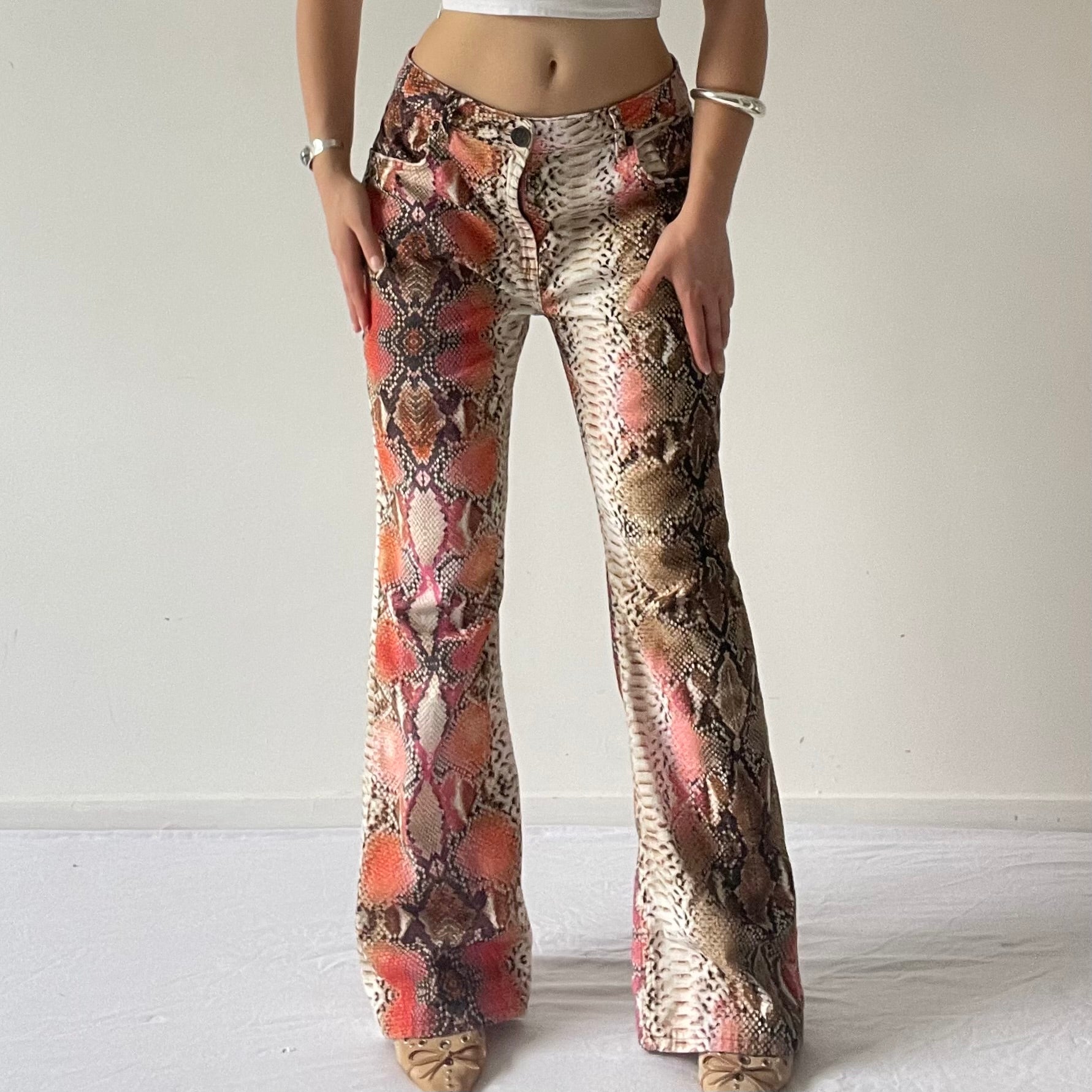 One Teaspoon Snake print Flare Pants | 10-12