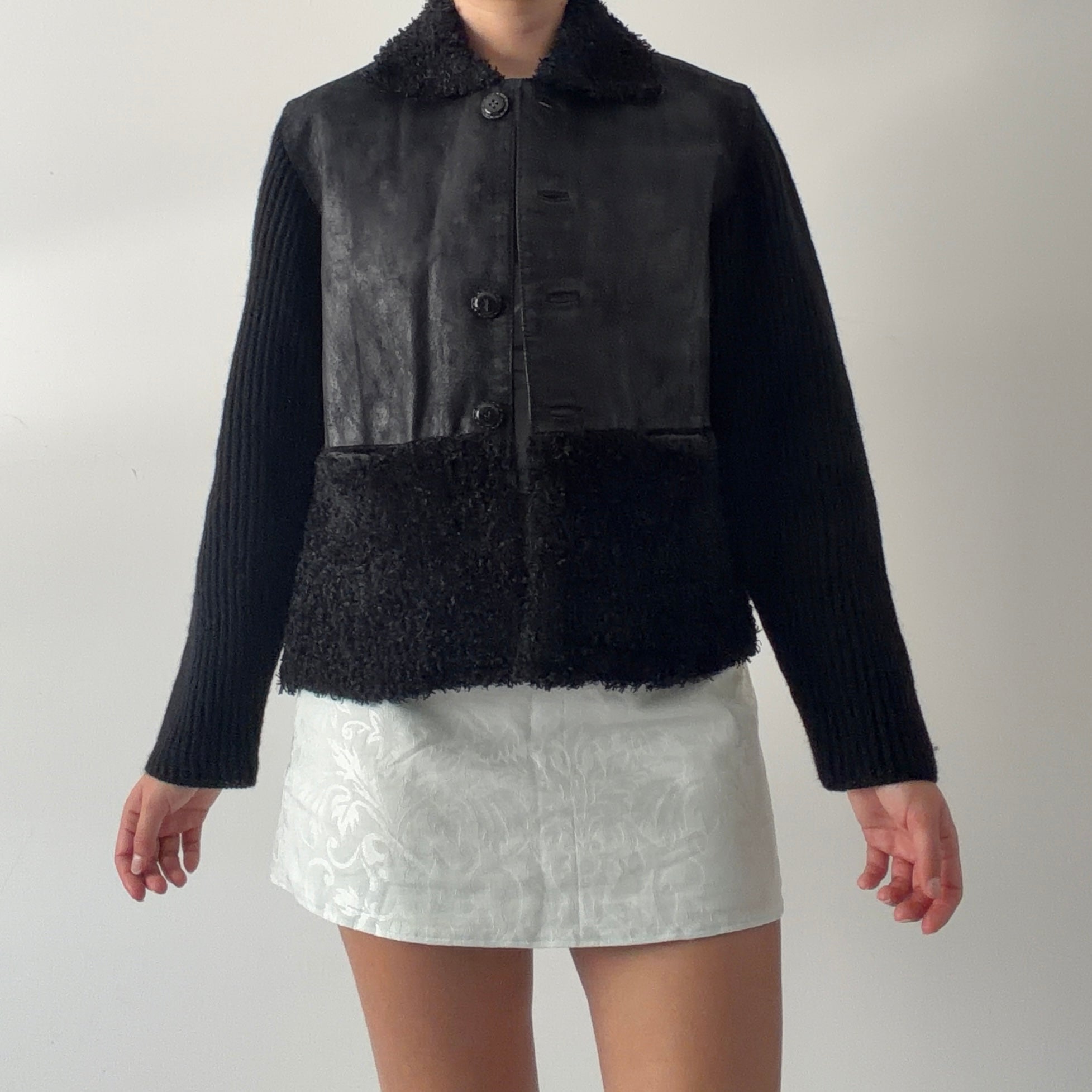 Leather and Wool Button Up Jacket | 6-10