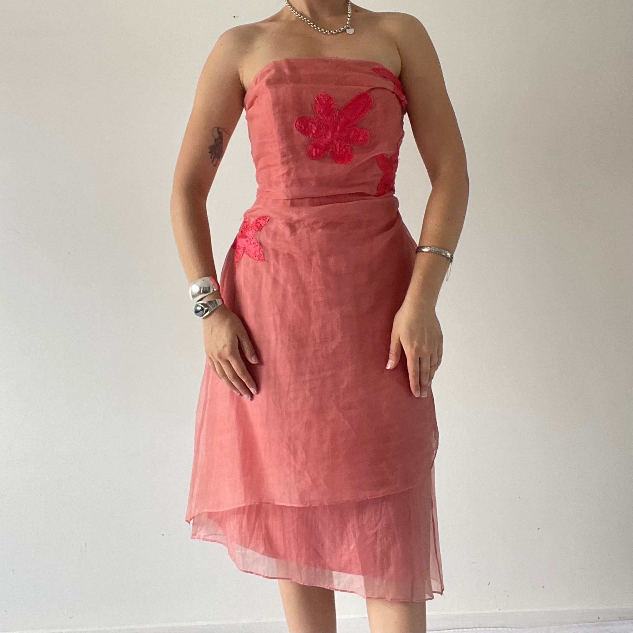 Veronika Maine Silk Strapless Dress | 10-12