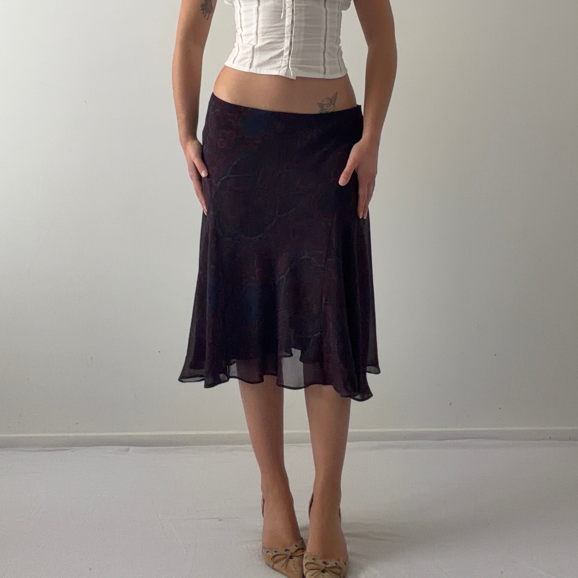 Chaps Paisley Midi Skirt | M