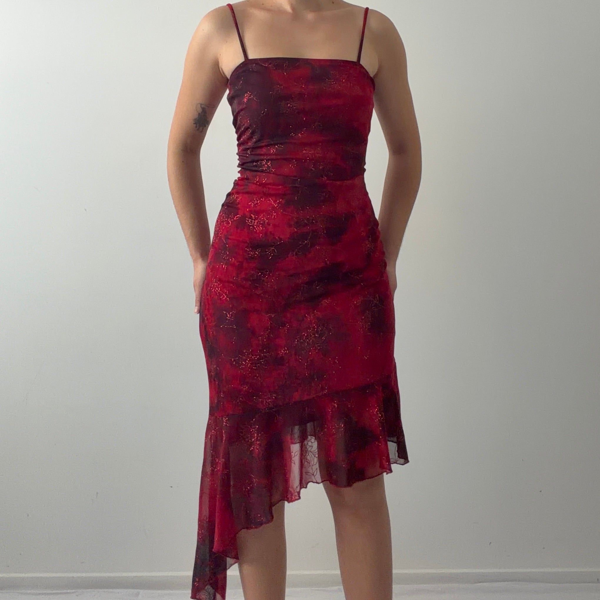 Taboo Ruffle Midi Dress | Made in USA | M