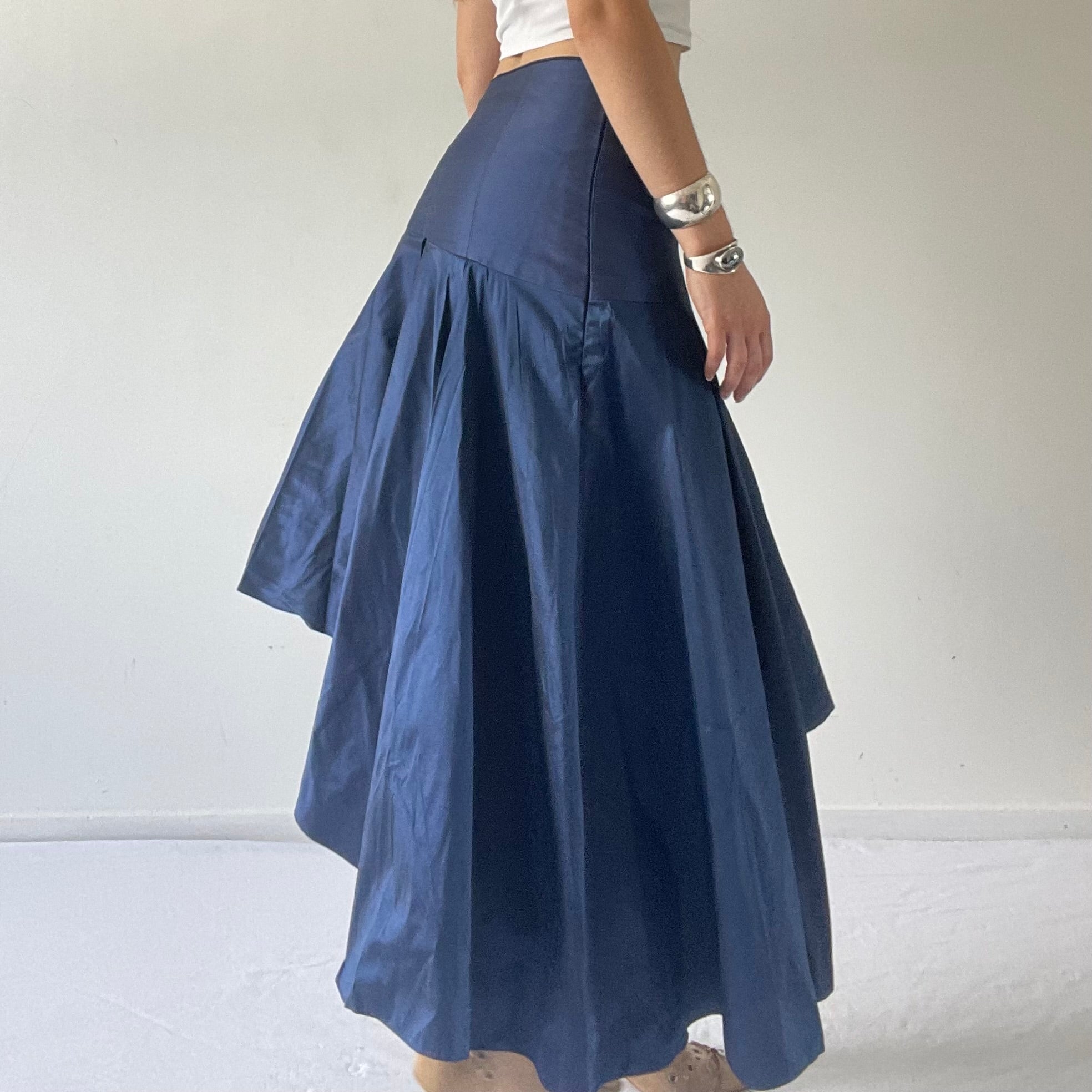 Silk Tafetta Midi Ruffle Skirt | 6-8