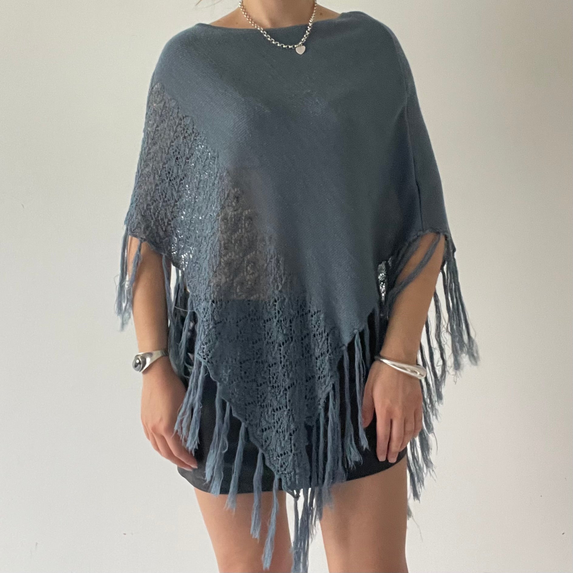 Crochet Knit Poncho | OS