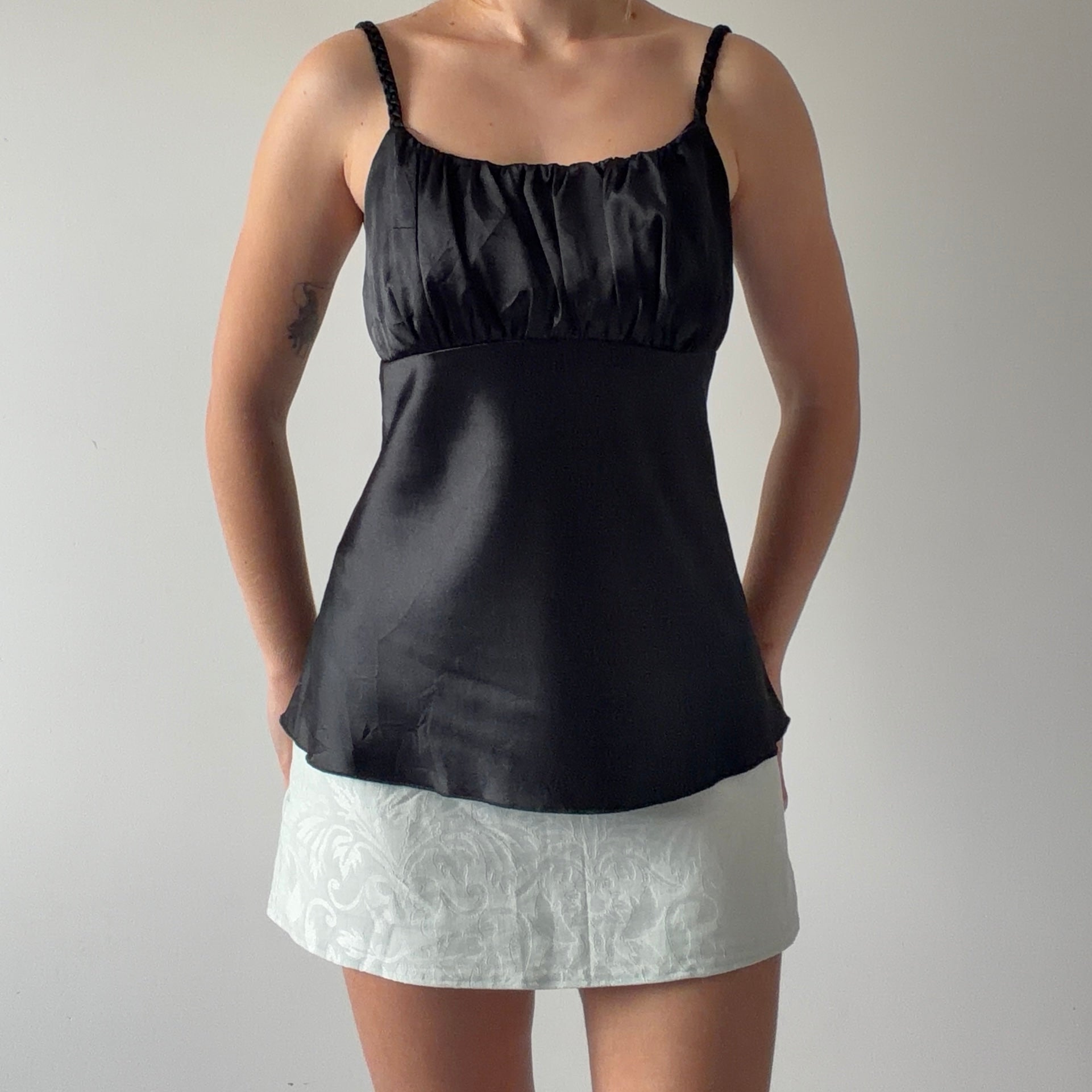 A Byer Satin Babydoll Cami Top | L
