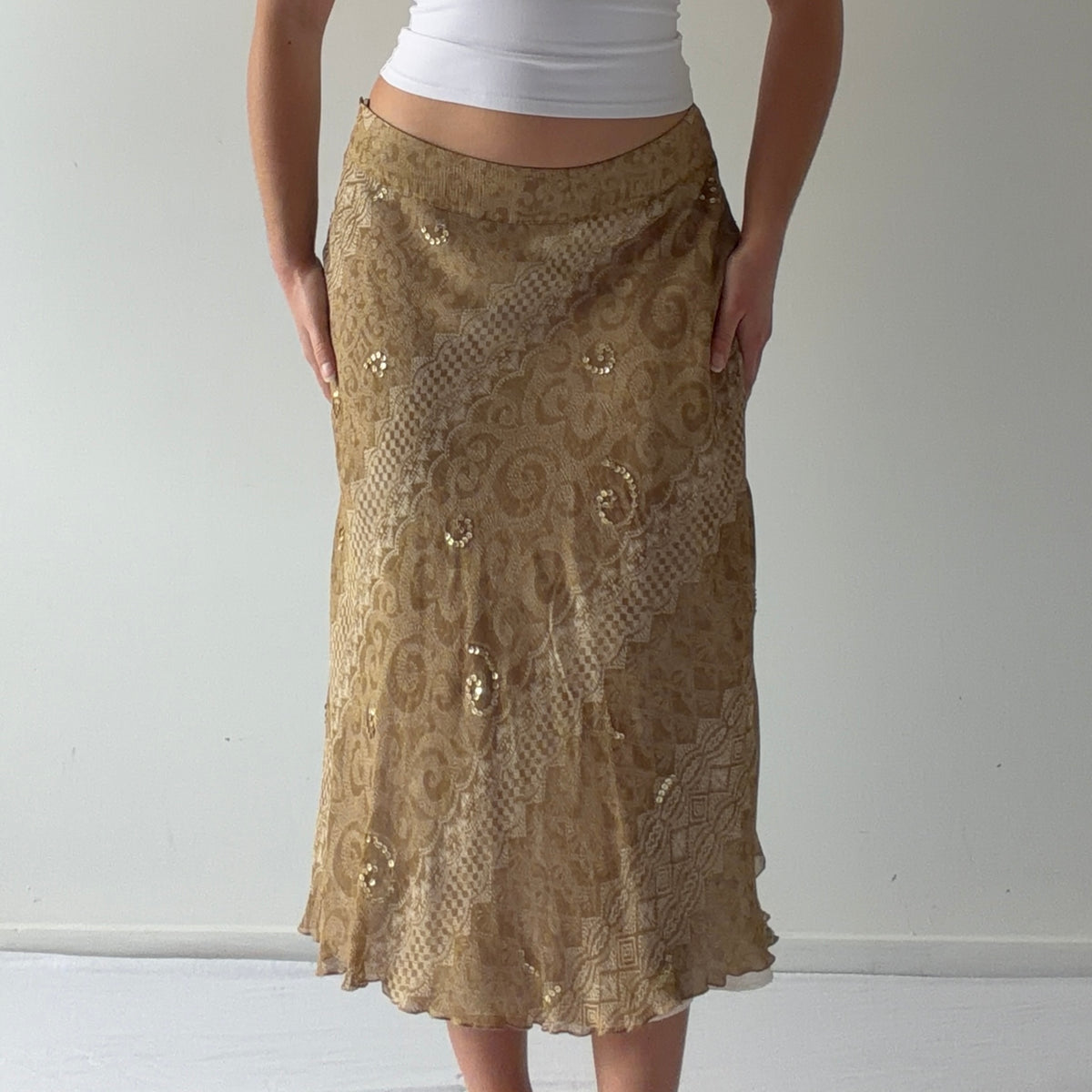Laura Ashley Silk Midi Skirt | S-M