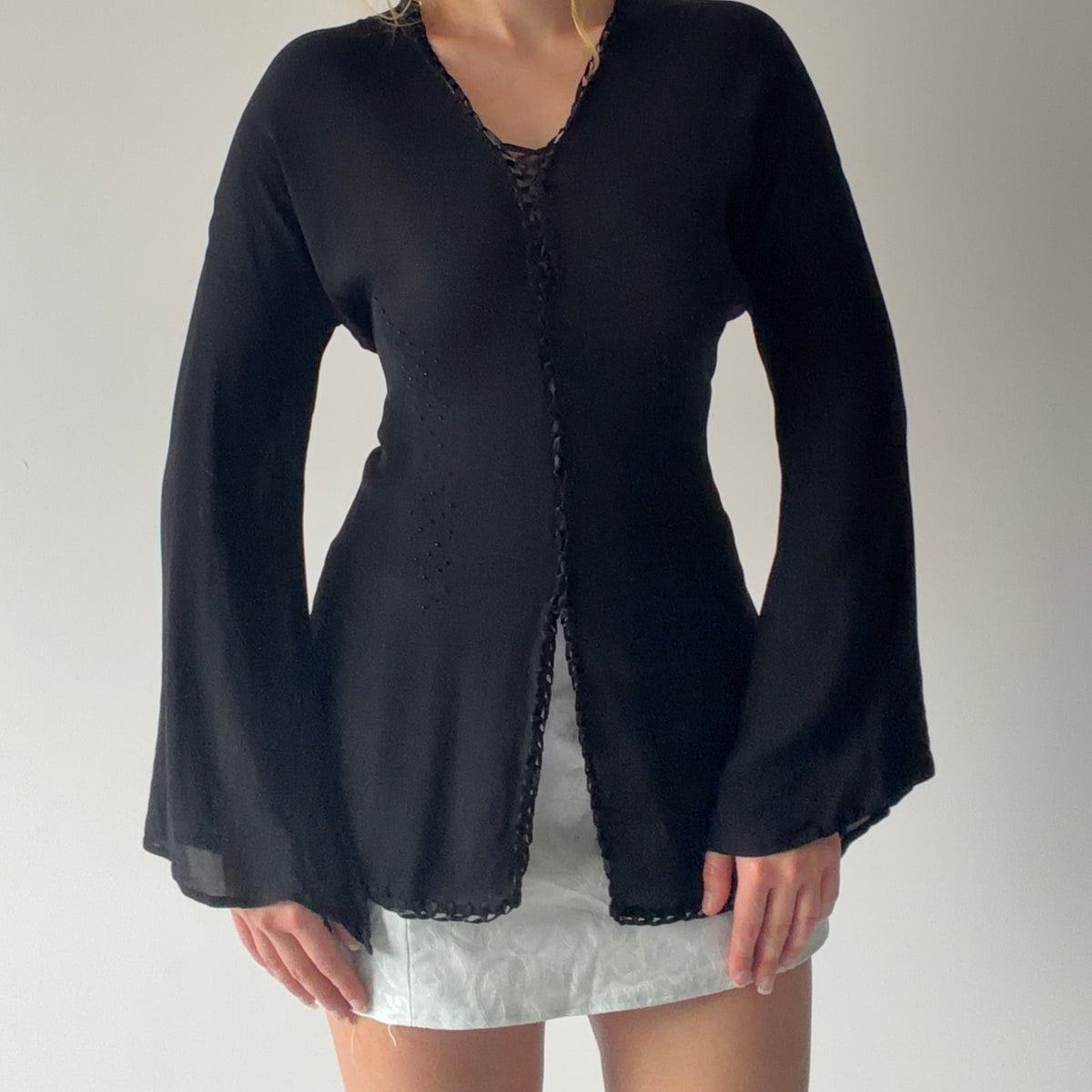 Max Studio Silk Bell Sleeve Top | M-L