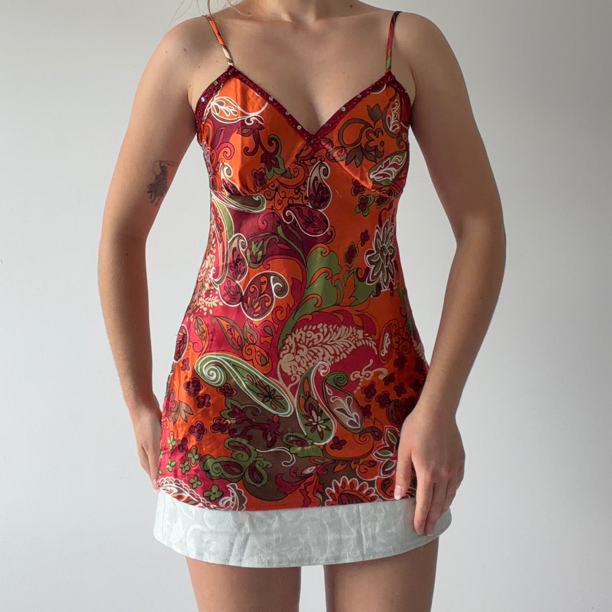 Xhilaration Paisley Satin Cami | S