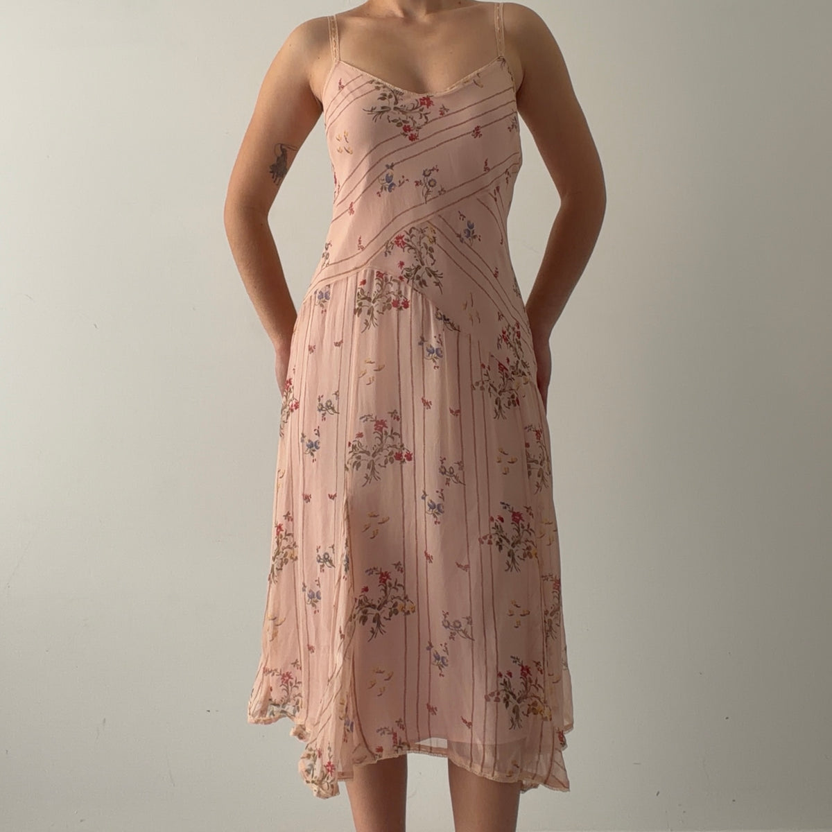 Ice Silk Floral Midi Dress | 10-12
