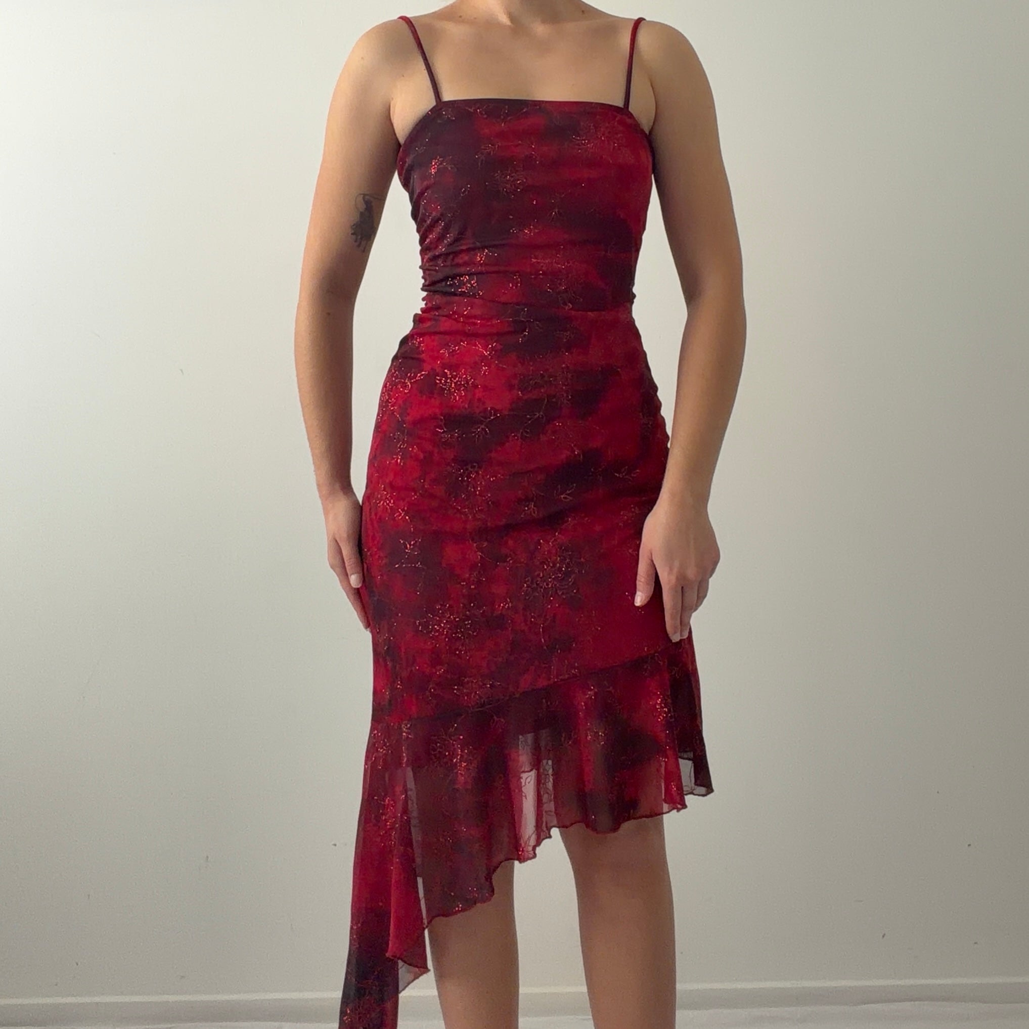 Taboo Ruffle Midi Dress | Made in USA | M