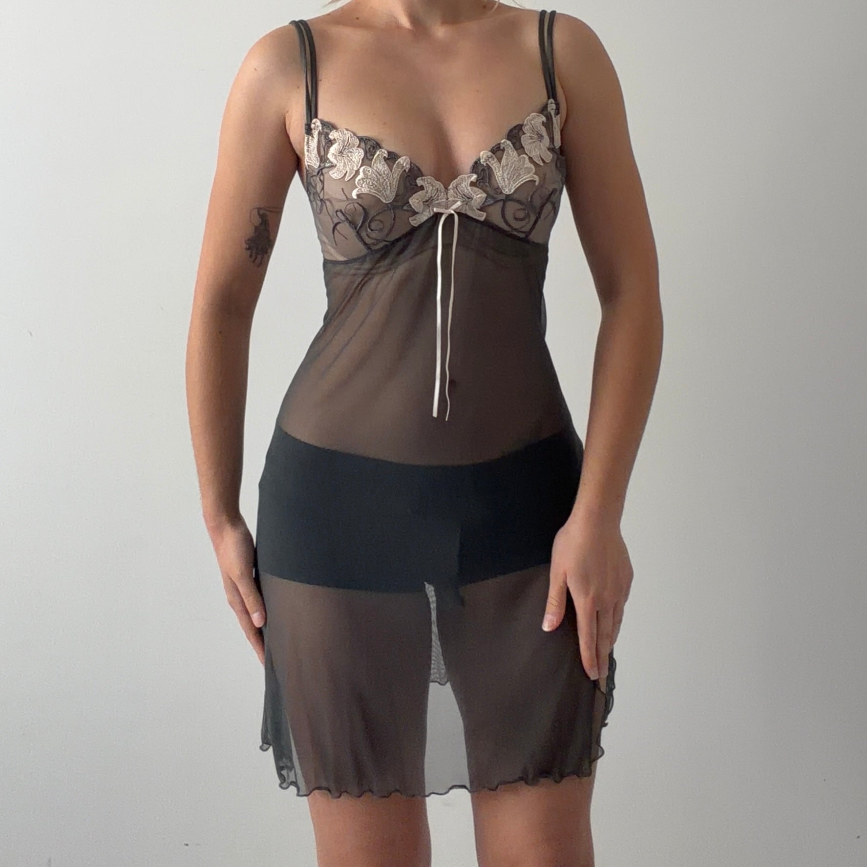Canelle Mesh Midi Slip Dress | L