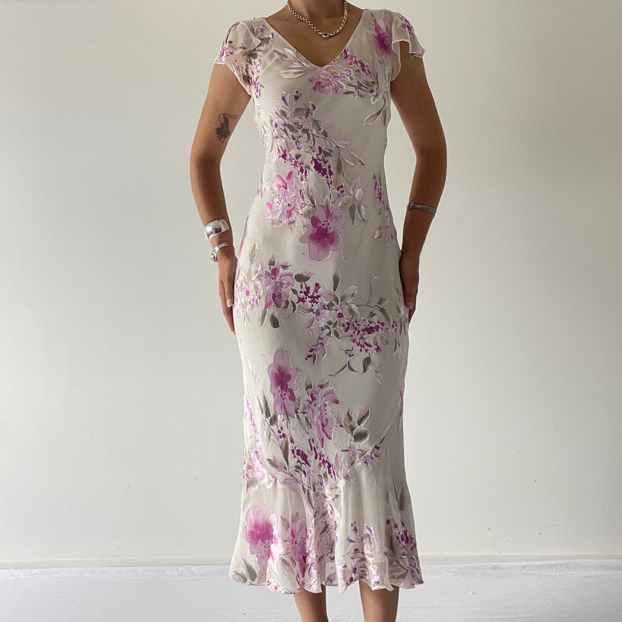 Dolina Silk Burnout Slip Dress | 6-8