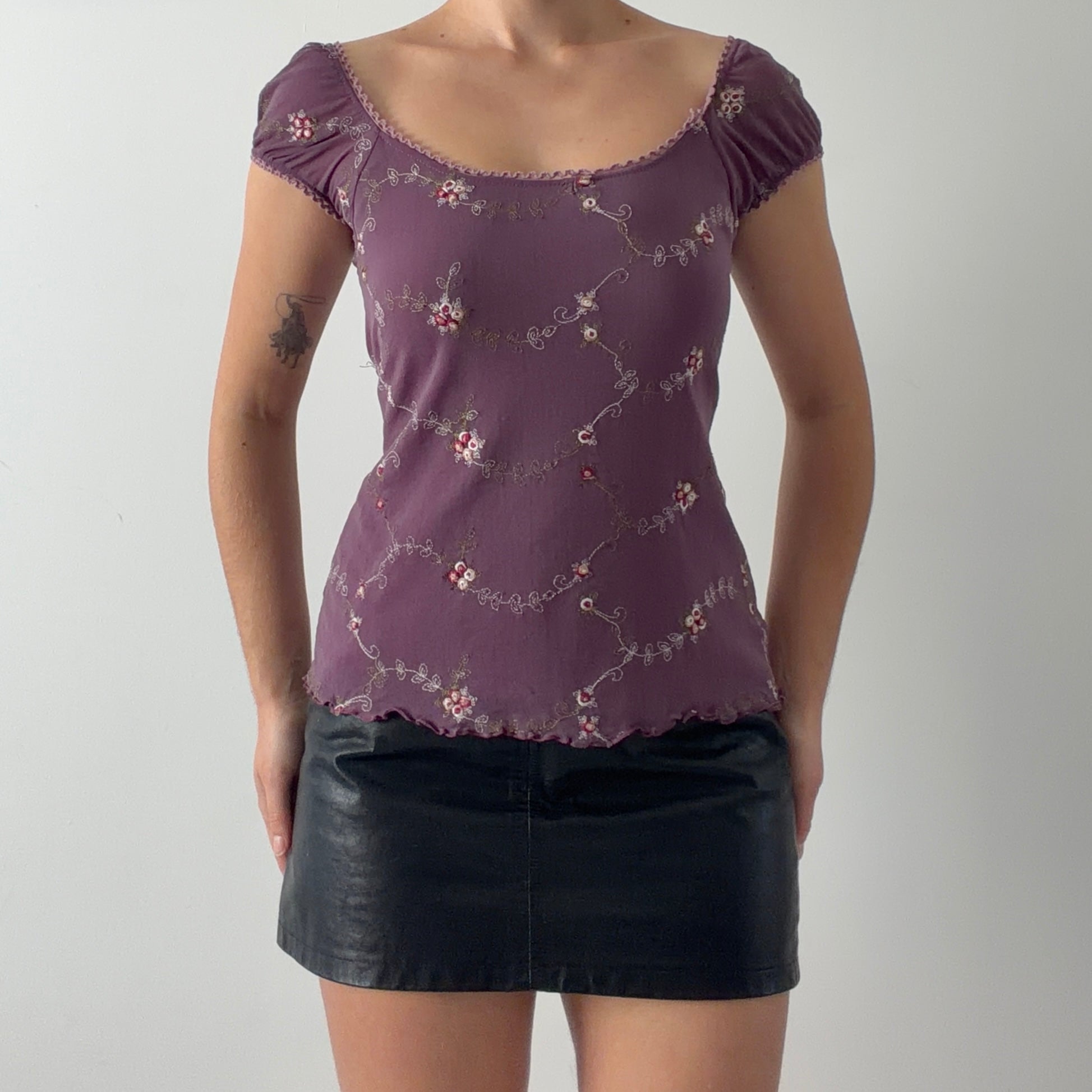 Promod Embroidered Prairie Top | 10-12