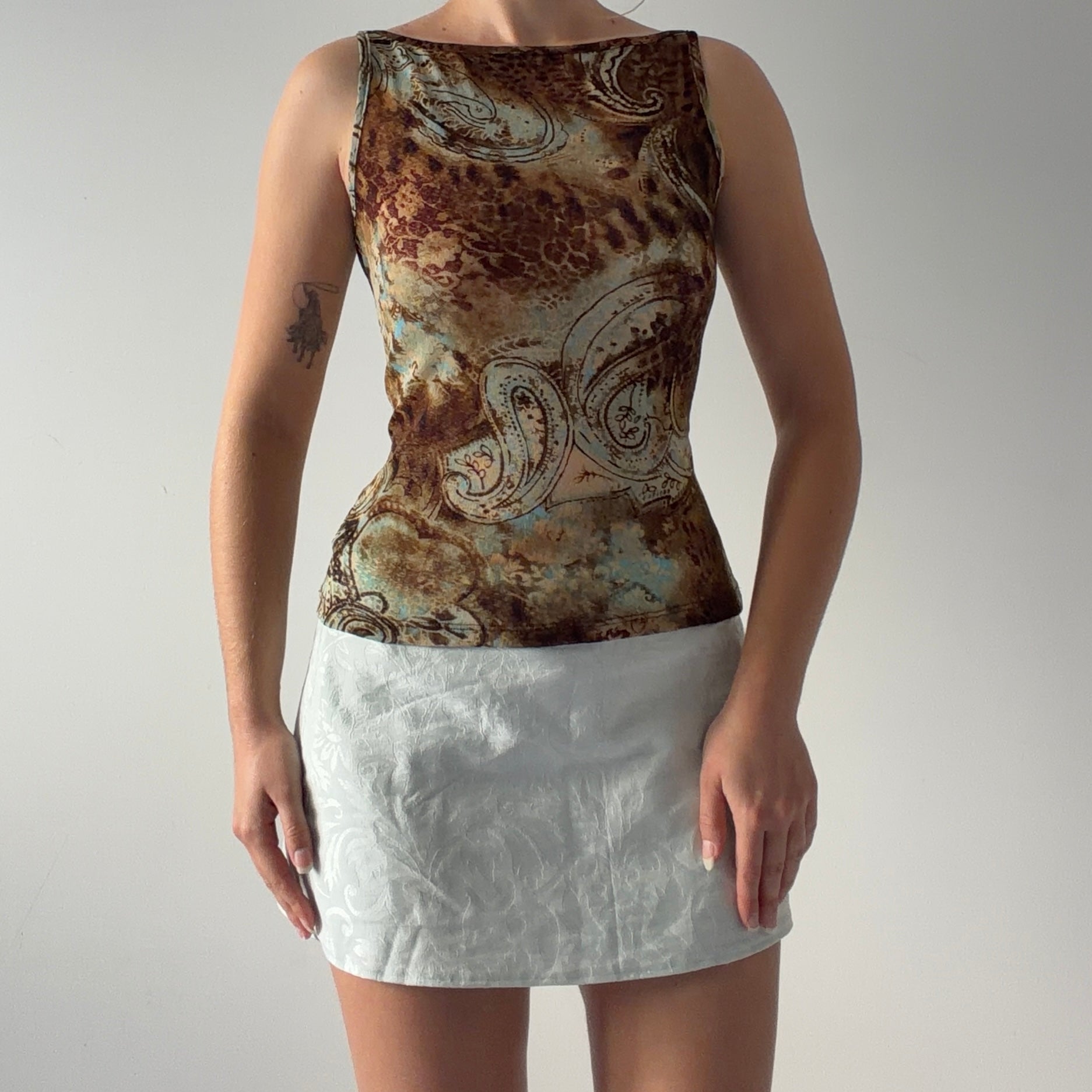 Miry USA Paisley Boat Neck Top | Made in USA | S