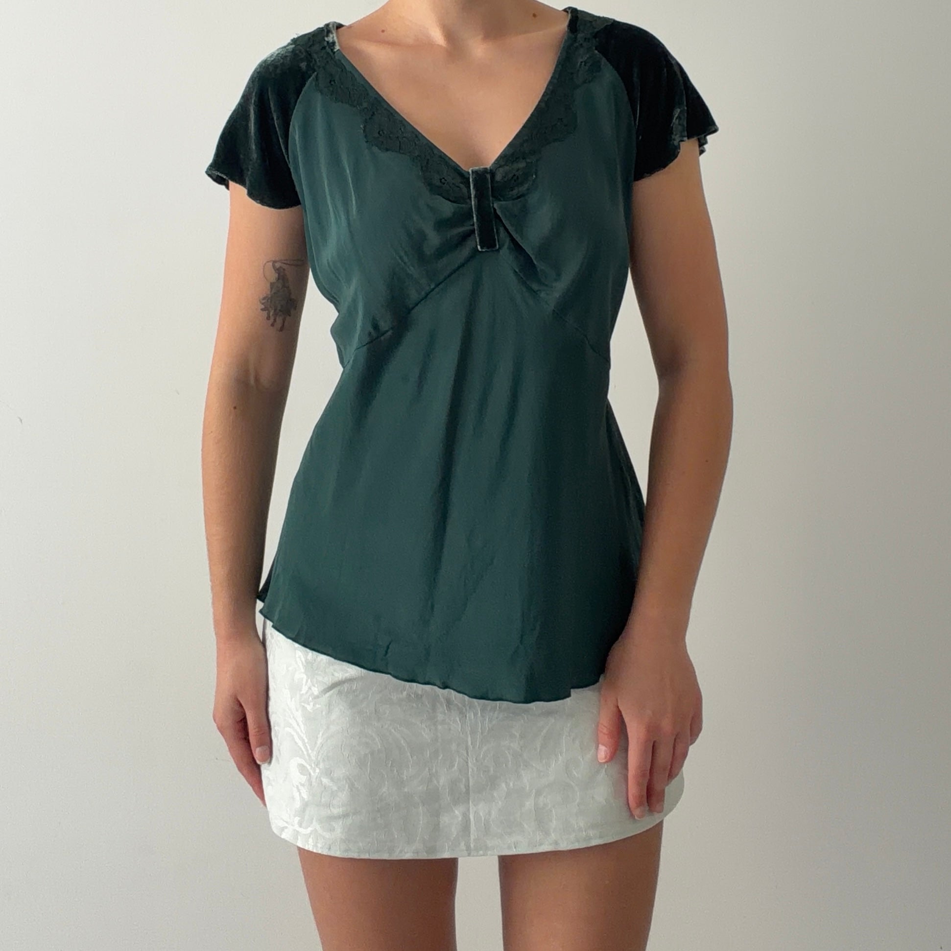 Nine West Silk Top | Forrest Green | XL